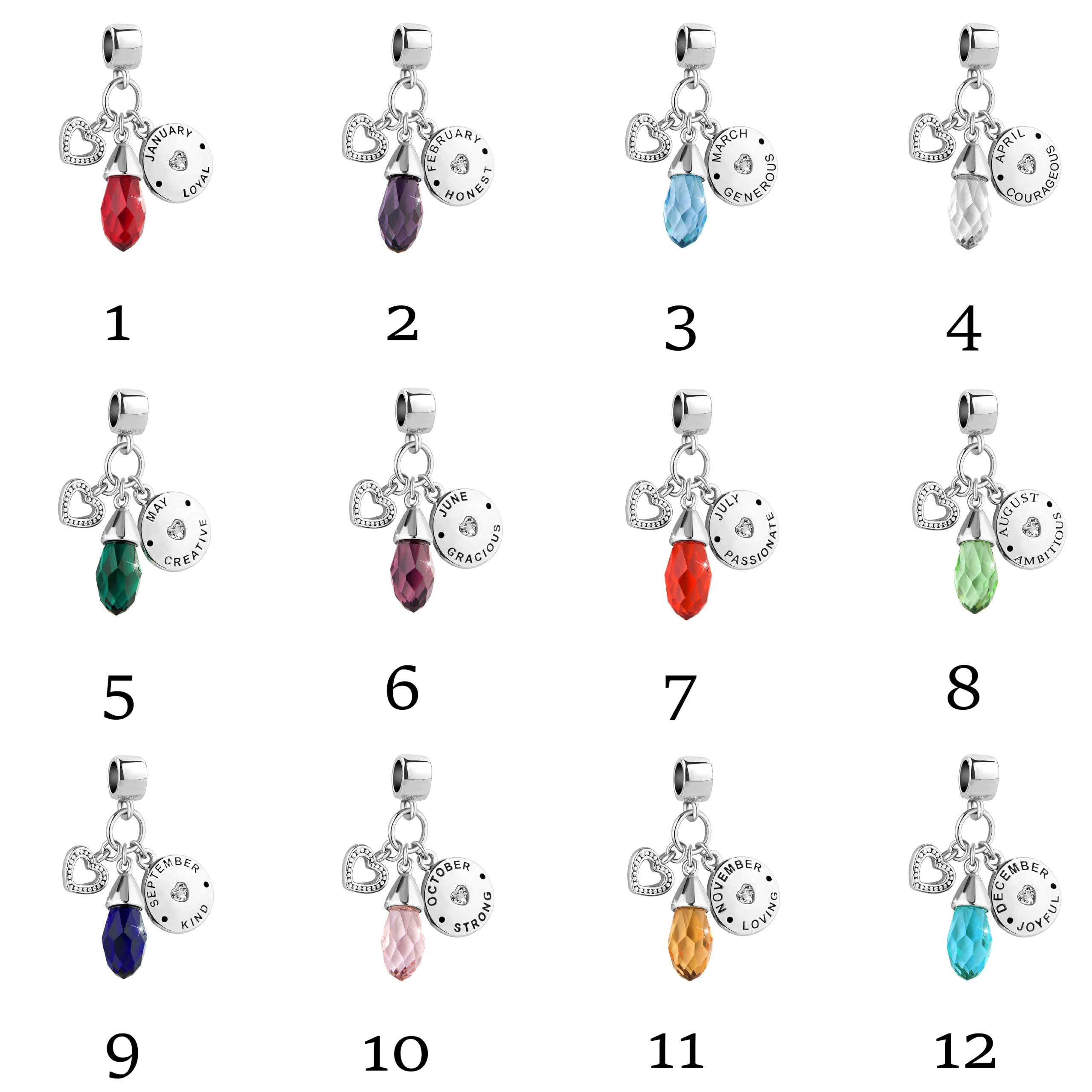 January-December 12 Happy Birthday Teardrop Birthstone Charm - Compatible with Pandora Charms Bracelets - Elegant Jewelry Gift for Women - Perfect for Birthdays, Anniversaries & Special Occasions