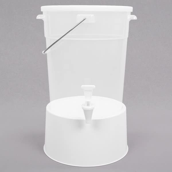 6 Gallon Clear Beverage Dispenser with White Base - Large Candy & Snack Storage Container for Parties, Events, Catering - Perfect for Lemonade, Iced Tea, Punch & Drink Serving