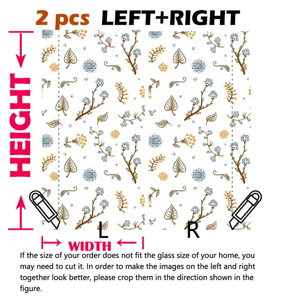 Heat Control Window Film - Colorful Fresh Flowers & Birds Leaves Static Cling Insulation Film for Kitchen, Living Room & Office (Blocks UV Rays & Reduces Glare)