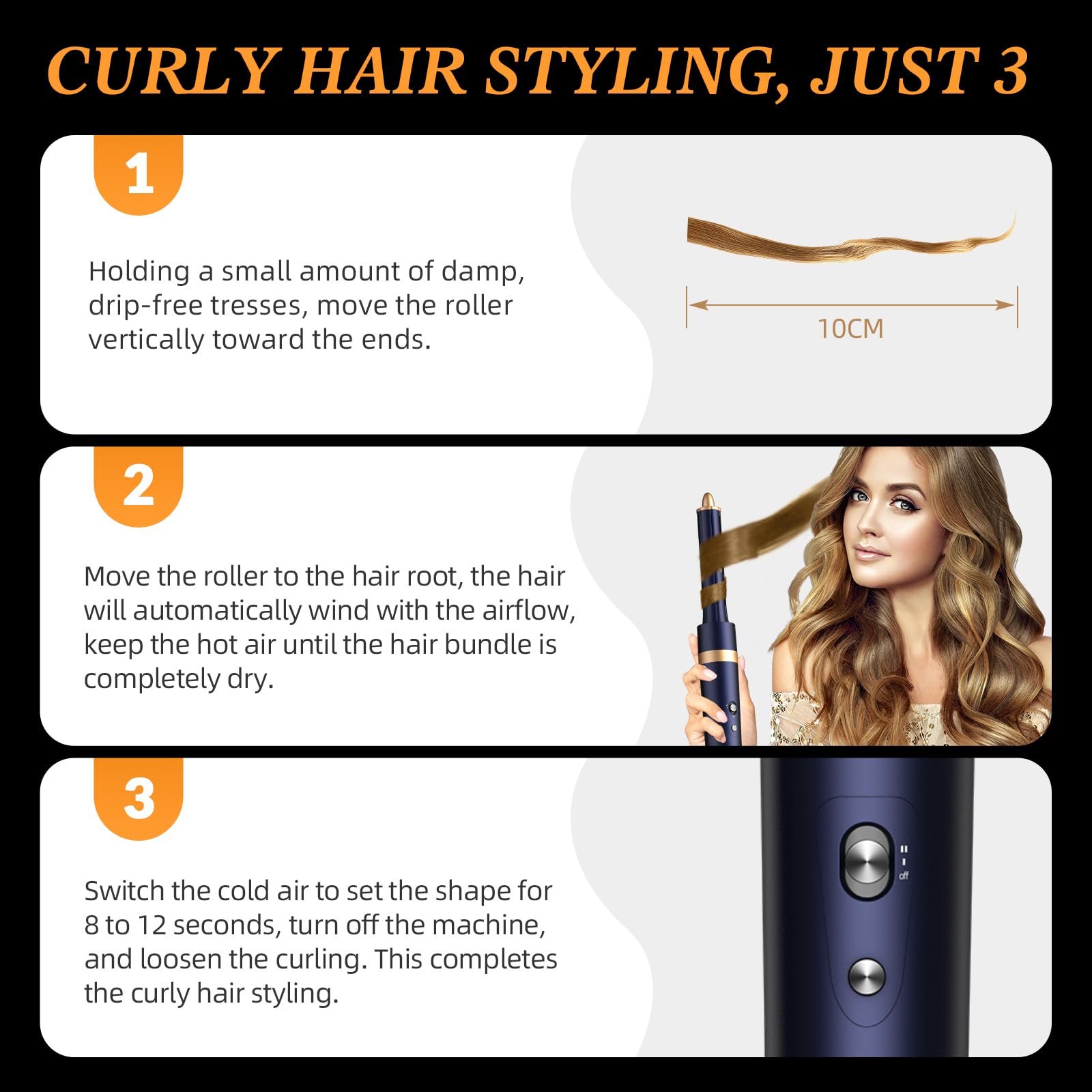 6-in-1 Hair Dryer Brush & Curling Iron Set - Professional Hot Air Styler for Fast Drying, Smoothing & Volumizing - No Heat Damage Blowout Tool with Travel Case (Prussian Blue) - Perfect for Home Use, Salon Styling & Travel