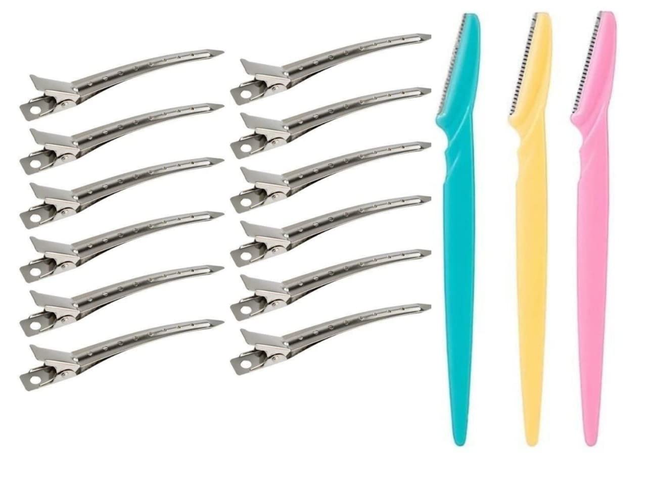 Professional AJORA Hair Care Clip Set & Face Eyebrow Razor for Salon, Parlor & Home Use – Perfect for Styling, Grooming & DIY Haircuts