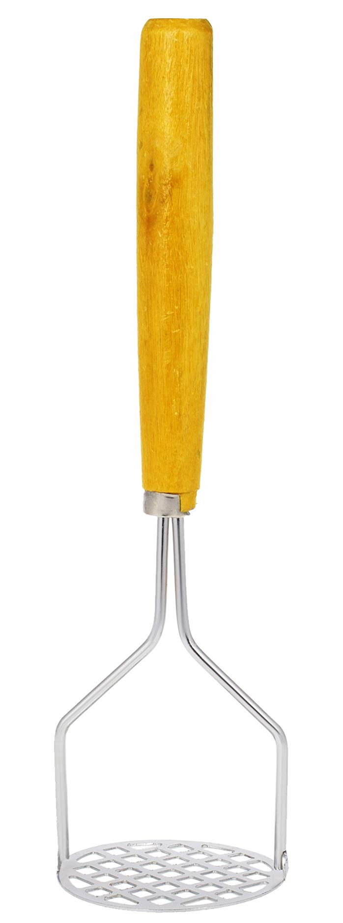 Stainless Steel Potato Masher with Wooden Handle - Heavy Duty Chickpea & Vegetable Masher - Kitchen Smashing Tool for Perfect Mashed Potatoes, Guacamole & Baby Food - Ideal for Home Cooking & Restaurant Use