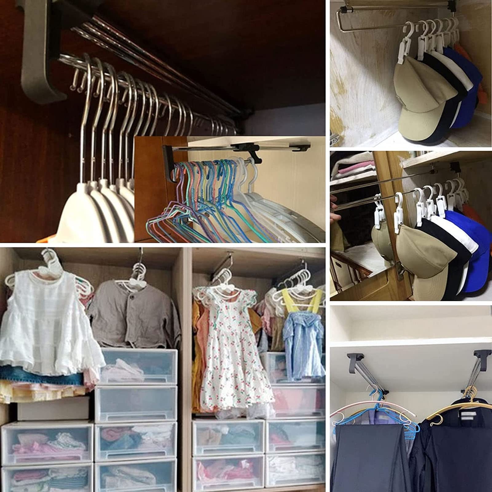 Heavy Duty Retractable Closet Rod - Pull Out Wardrobe Hanger Rail & Towel Rack - Polished Chrome - 5 Adjustable Sizes (25cm-50cm) - Perfect for Closet Organization, Bedroom Storage & Bathroom Towel Hanging (Size: 40cm/15.7in)