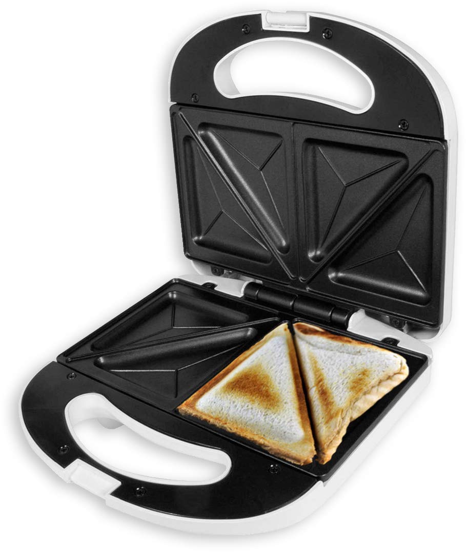 EUROSTAR ES902W 760W Sandwich Maker - 2 Slice Toaster & Panini Press, White | Perfect for Breakfast, Snacks & Quick Meals at Home, Office or Dorm