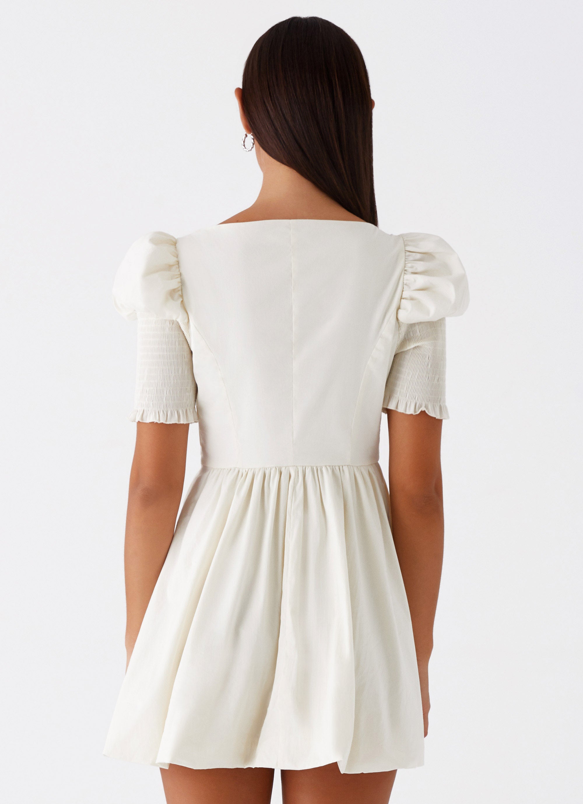 Enya Mini Dress Ivory - Elegant Short Sleeve Party Cocktail Dress for Women | Perfect for Weddings, Date Nights & Special Occasions
