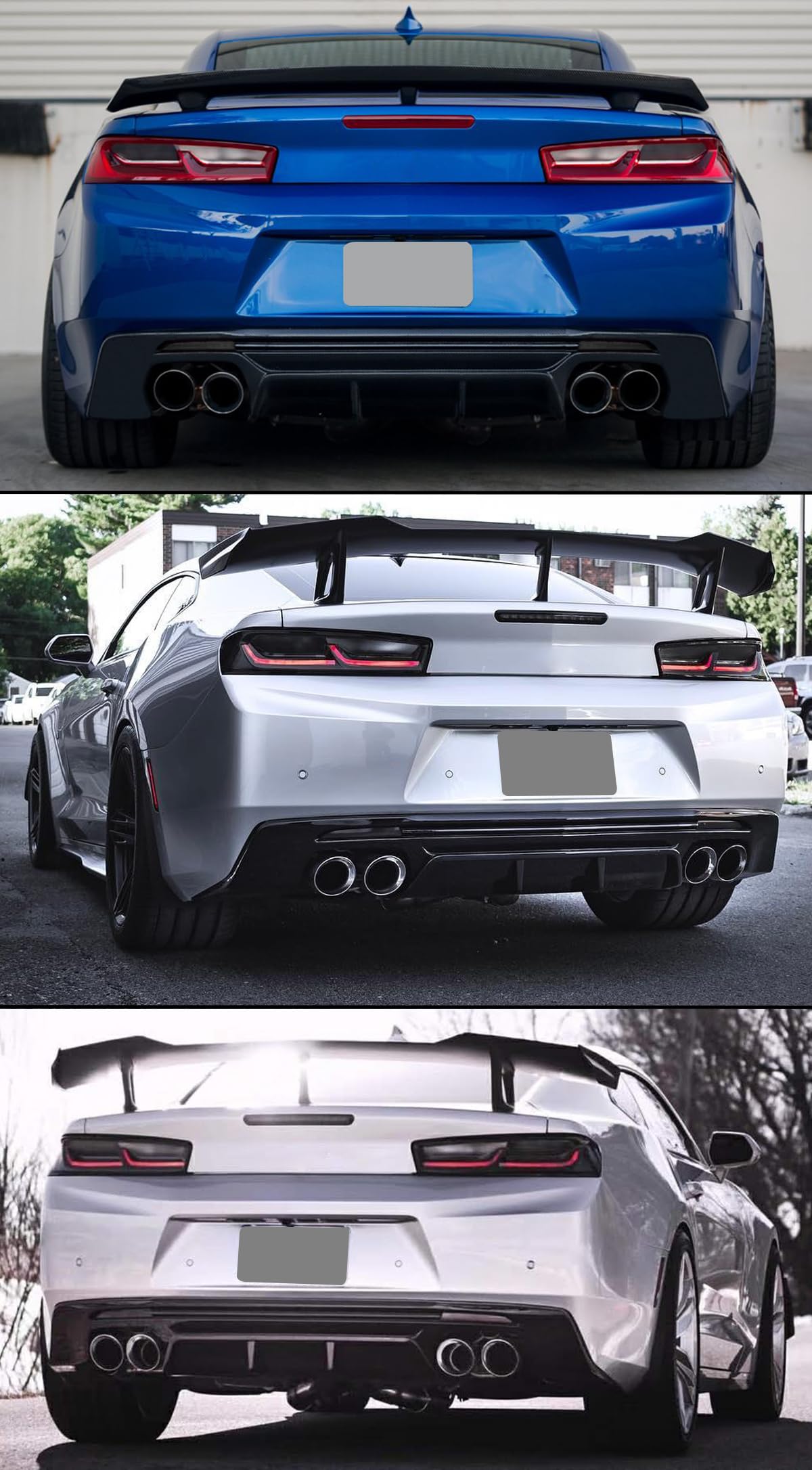 AMPP Style Matt Black Shark Fin Rear Bumper Diffuser with Smoked Tinted Lens Reflector - Compatible with 2016-2024 Chevrolet Camaro LT/SS/RS Models | Upgrade Your Car's Rear Styling for Sporty Look & Enhanced Aerodynamics
