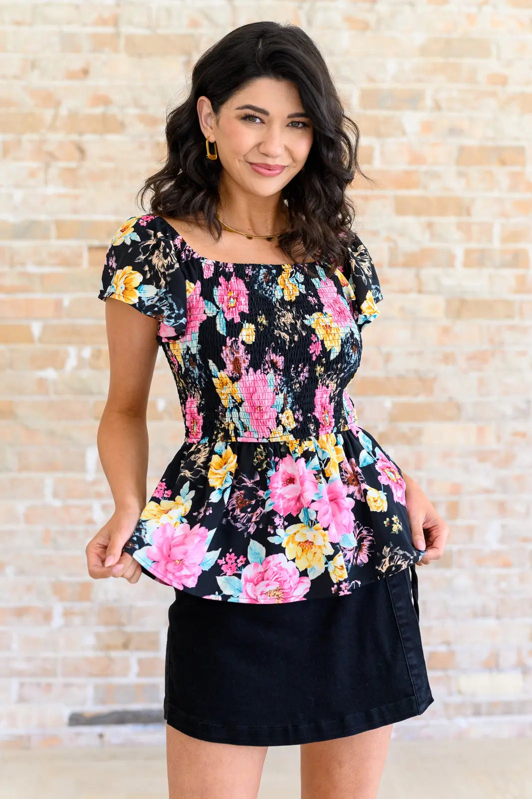 Elegant Floral Print Black Multi Women's Top - Perfect for Casual Outings, Dates & Summer Fashion