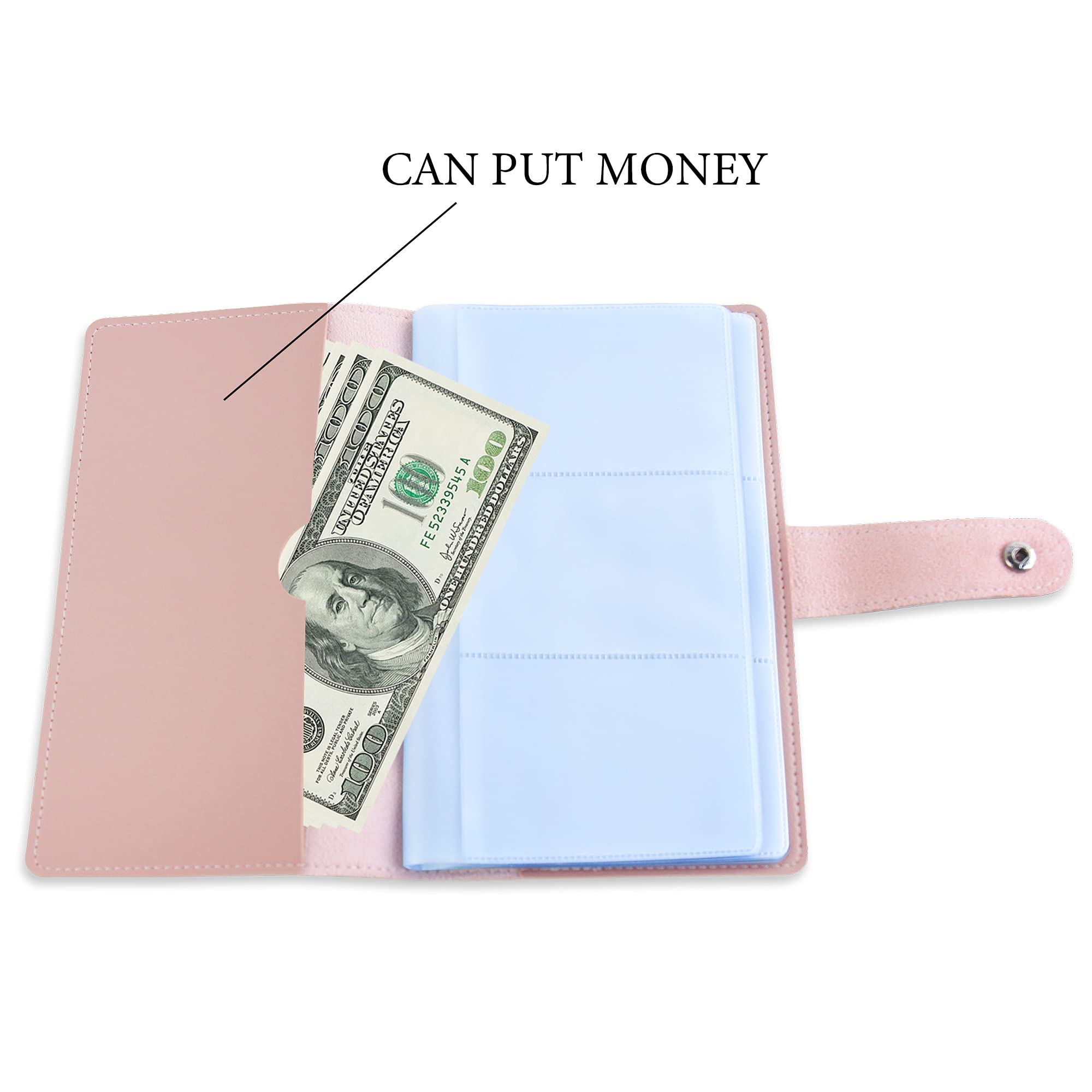 Premium PU Leather Business Card Holder Book - Organize Up to 96 Cards in Style | Professional Name ID Card Case for Men & Women (1 Pack, Pink) | Perfect for Networking Events, Office Use & Business Meetings