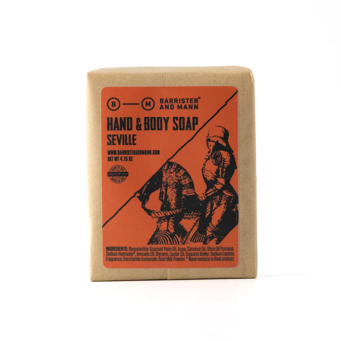 Barrister and Mann Seville Scented Hand & Body Soap - Premium Glycerin Soap for Men & Women - Refreshing Citrus & Herbal Aroma - Ideal for Daily Shower, Bath & Hand Washing