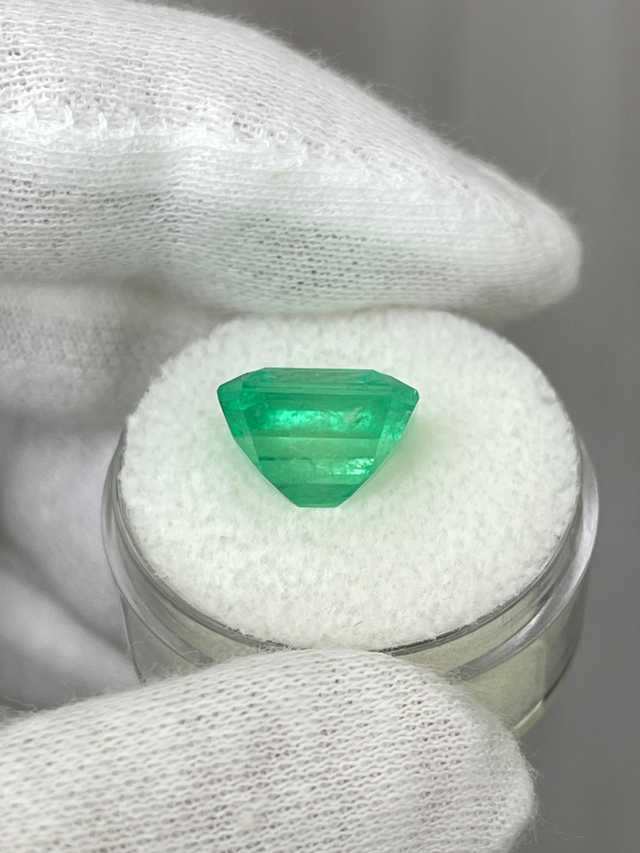 6.50 Carat 12x11mm Yellowish Green Natural Loose Colombian Emerald Gemstone - Asscher Cut for Jewelry Making, Engagement Rings & Collector's Pieces