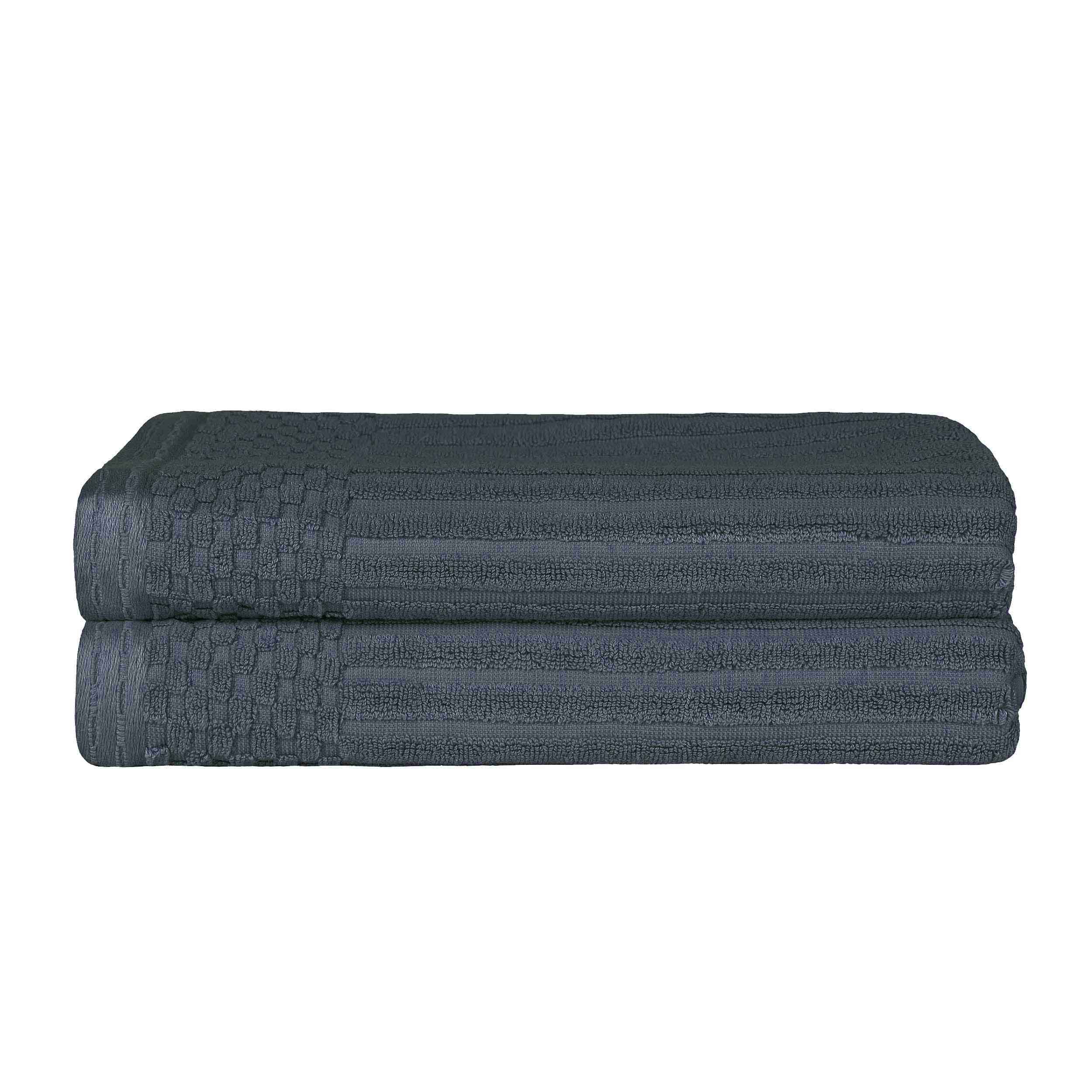 Premium Cotton Ribbed Textured Bath Towel Set - Ultra Absorbent 2-Piece Towel Collection for Spa, Bath & Luxury Home Use