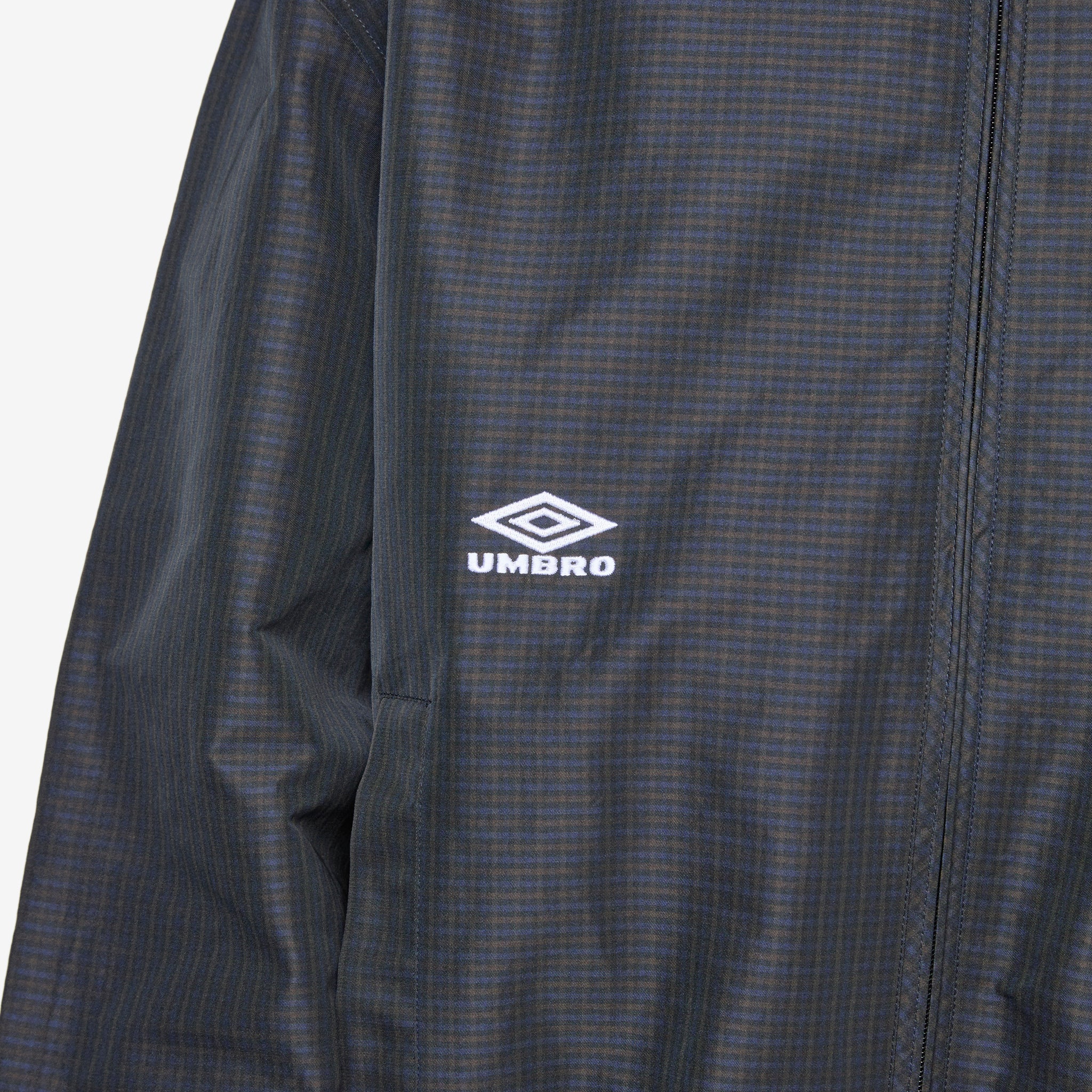 Navy & Dark Brown Check Bomber Jacket for Men - Stylish & Warm Outerwear for Casual Wear, Street Style & Fall Fashion