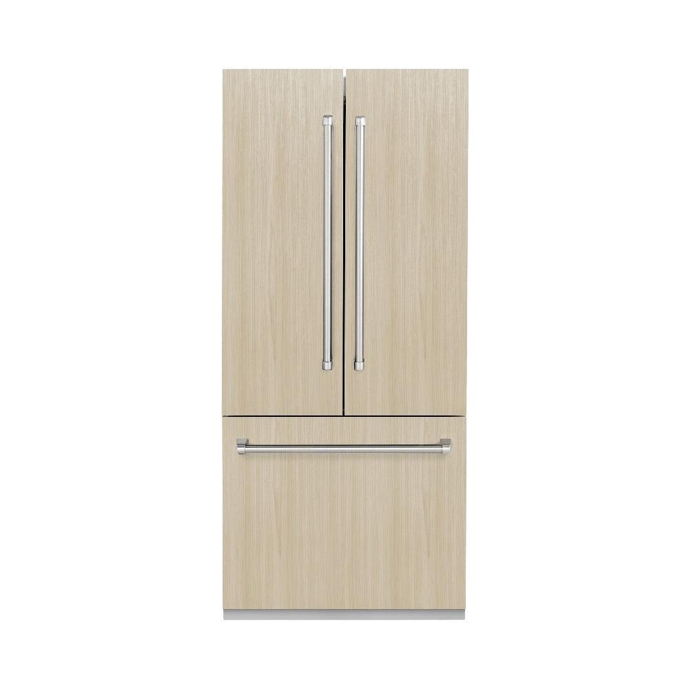 ZLINE 36 Inch 19.6 Cu Ft Panel Ready French Door Built-In Bottom Freezer Refrigerator with Water Dispenser and Ice Maker (RBIV 36) - Perfect for Modern Kitchens and Open-Concept Homes
