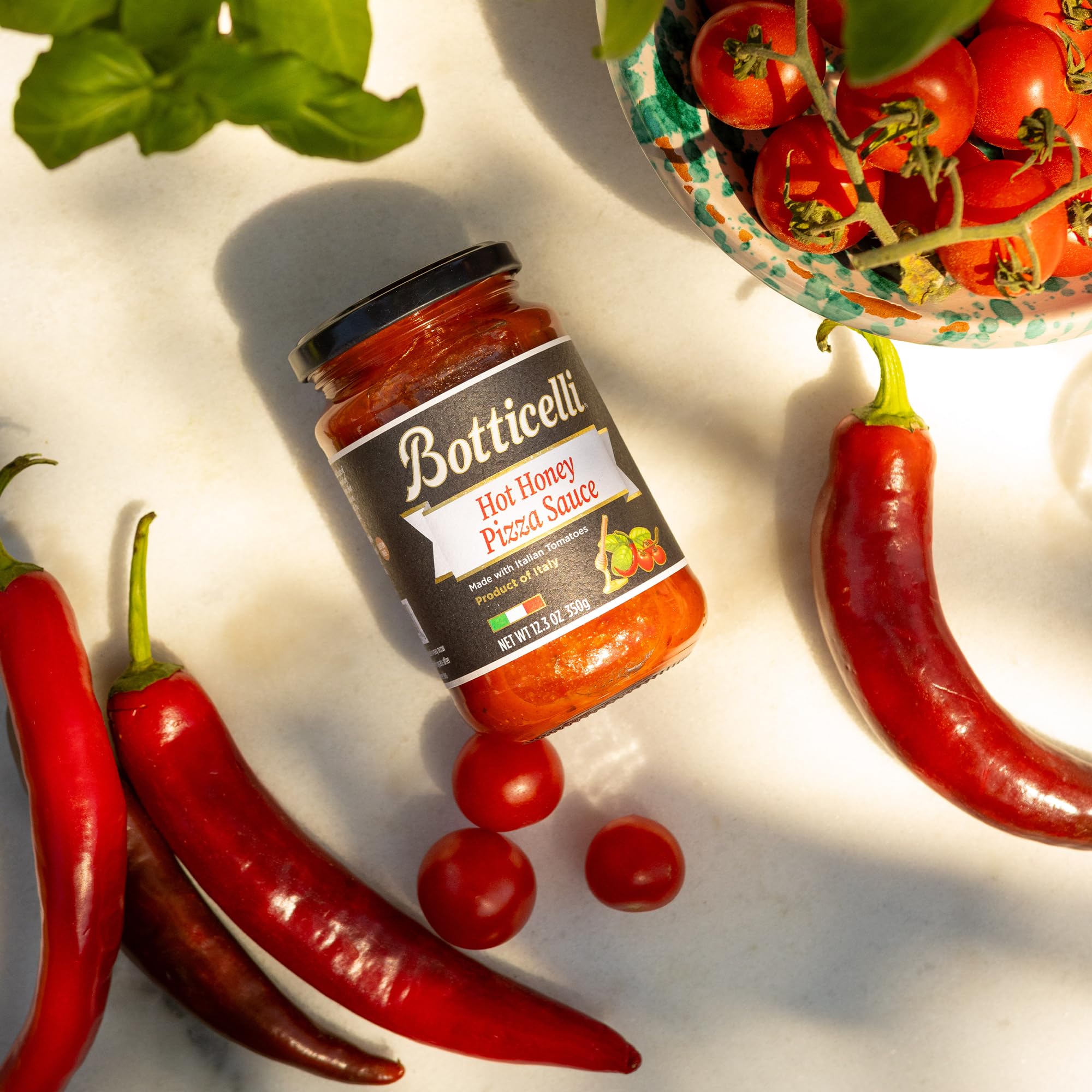 Botticelli Hot Honey Pizza Sauce - Spicy & Sweet Gourmet Topping (2 Pack, 12.3 Oz Jars) - Perfect for Homemade Pizzas, Wings & Charcuterie Boards
