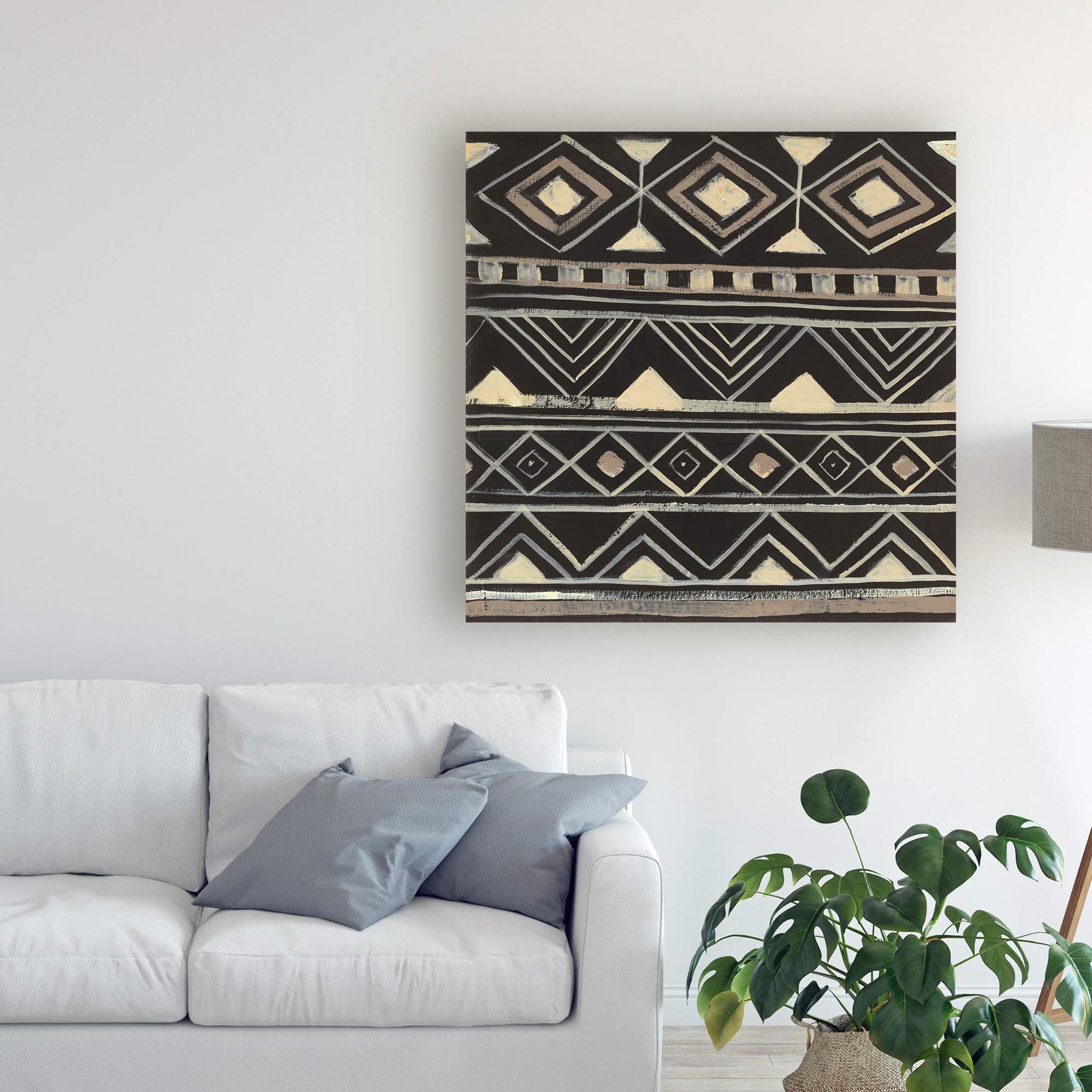Albena Hristova Western Pattern III 18x18 Framed Canvas Wall Art - Modern Home Decor for Living Room, Bedroom & Office