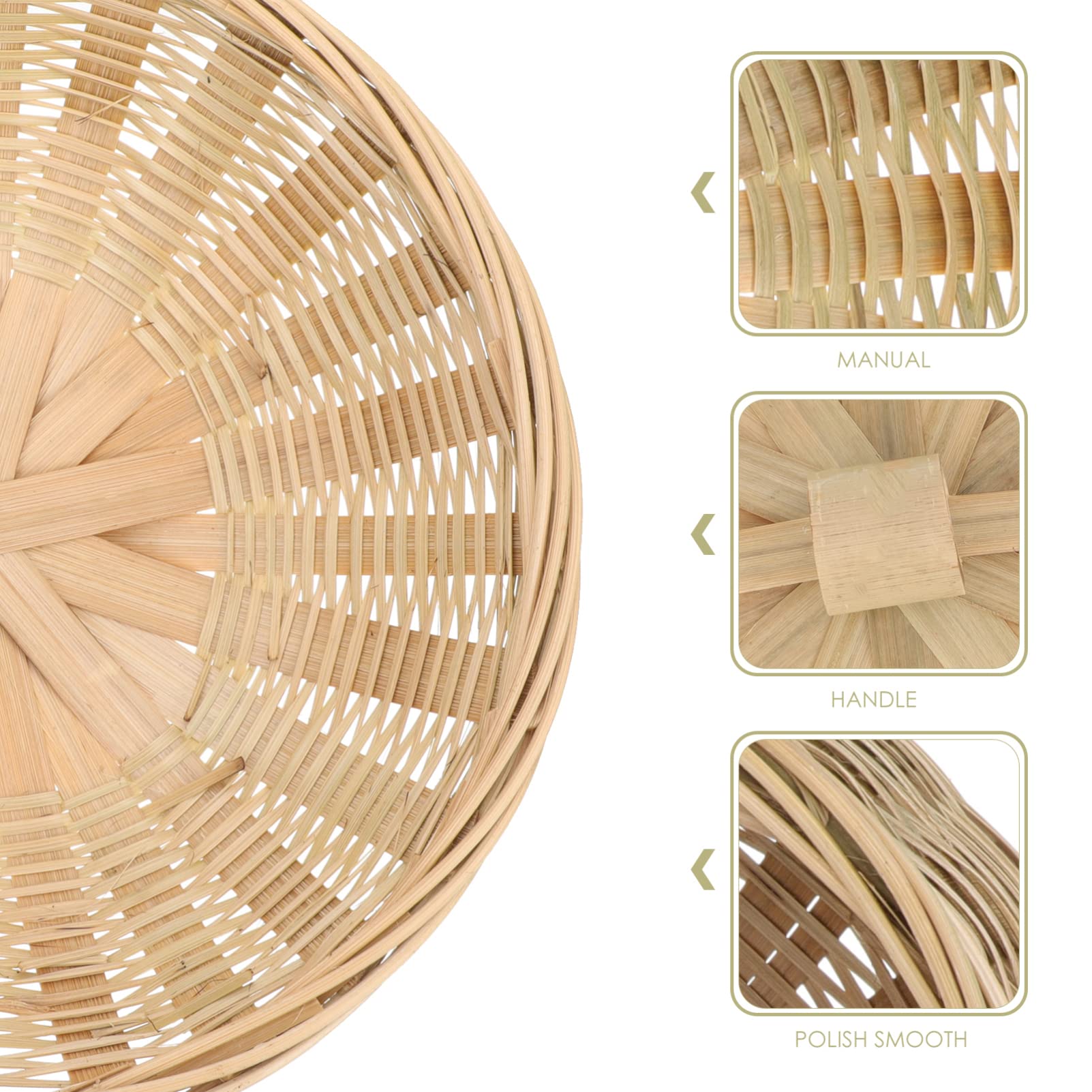 YARDWE Round Bamboo Woven Storage Basket with Lid - 19x15.5cm Organizer Bin for Bread, Food, Fruits & Kitchen Table Organization - Perfect for Pantry, Bathroom & Home Decor Storage