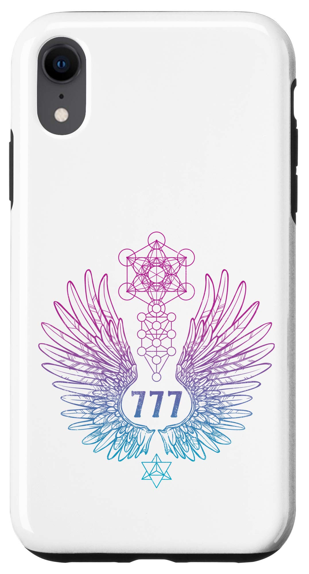 iPhone XR Case with Angel Number 777 & Sacred Geometry Design - Protective Phone Cover for Spiritual Awakening & Numerology Enthusiasts