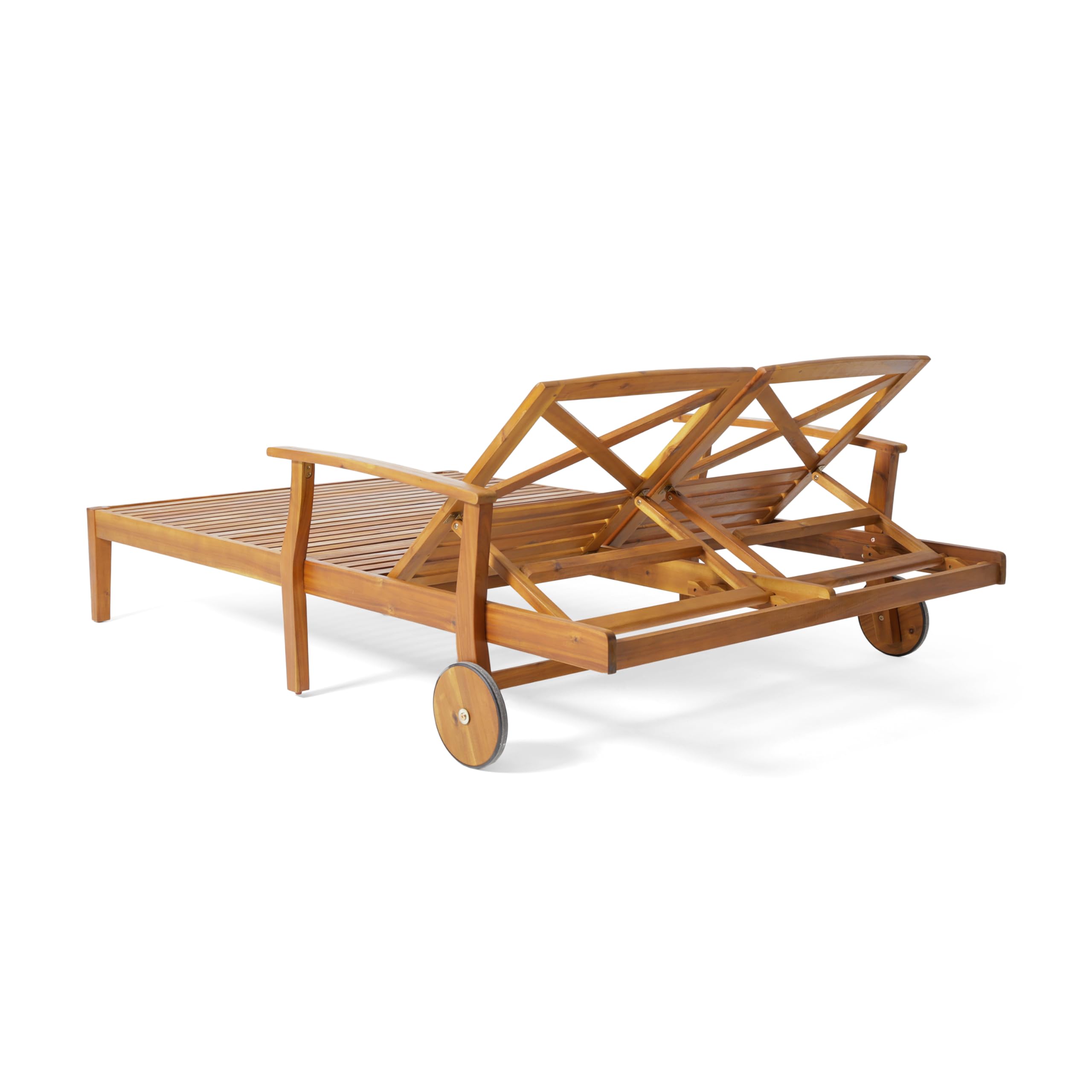 Premium Acacia Wood Double Chaise Lounge Chairs - All-Weather Outdoor Patio Daybed with Adjustable Backrest & Cushions for 2 - Perfect for Poolside Relaxation, Backyard Lounging, and Sunbathing