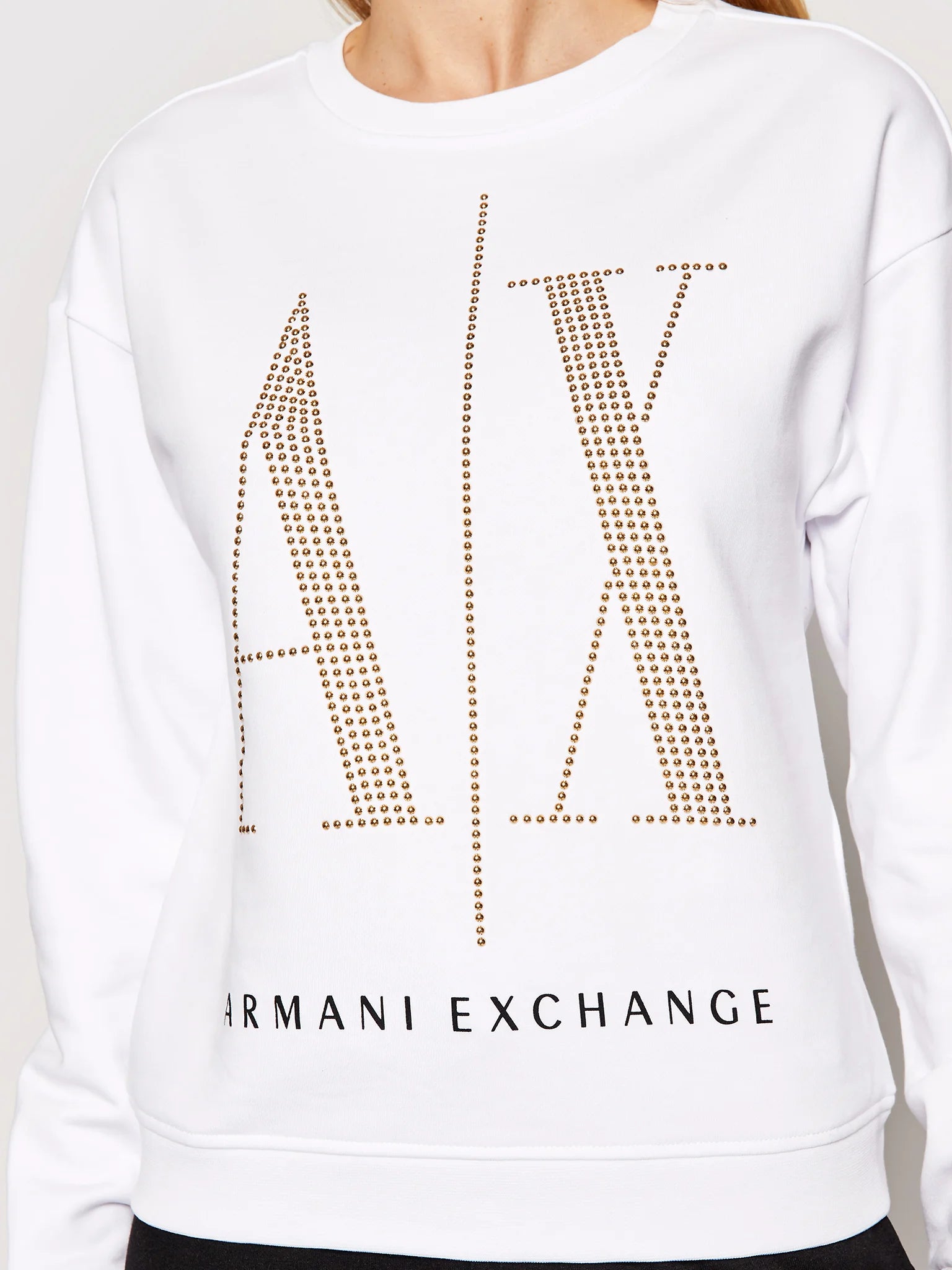 Armani Exchange White and Gold Sweatshirt for Men & Women - Stylish Casual Wear for Everyday Outfits and Street Fashion
