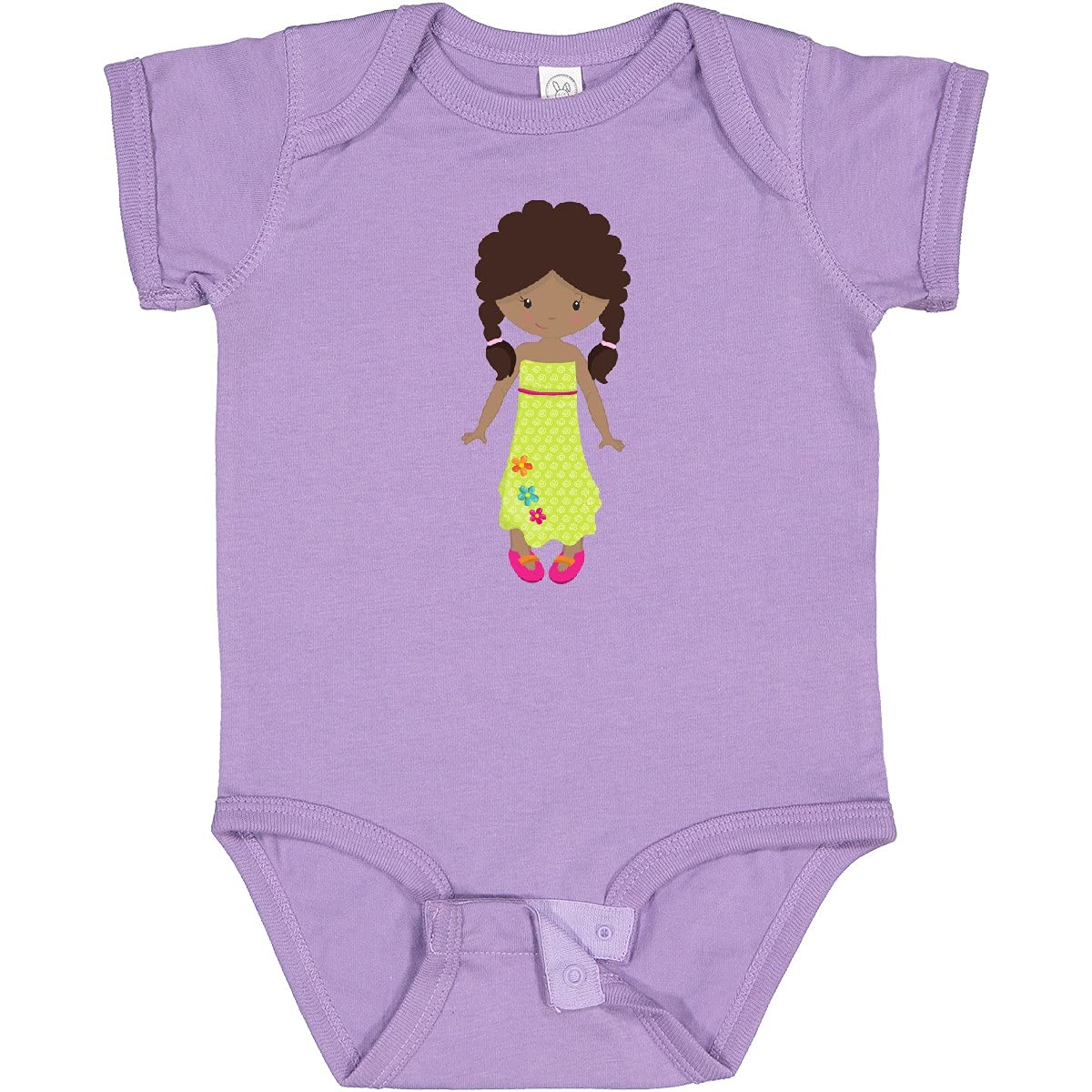 Inktastic African American Girl Fashion Baby Bodysuit - Green Dress Design for Casual Wear & Family Outings