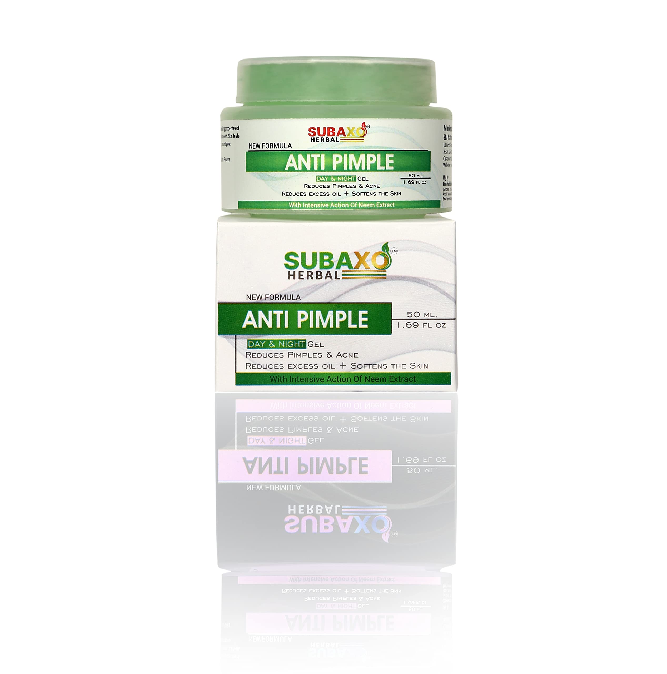 Subaxo Anti Acne & Pimple Removal Face Gel - Hydrating Treatment for Acne Marks & Dark Spots with Neem Extracts - Reduces Redness & Inflammation for Women & Men (50ml) - Perfect for Daily Skincare & Post-Breakout Care