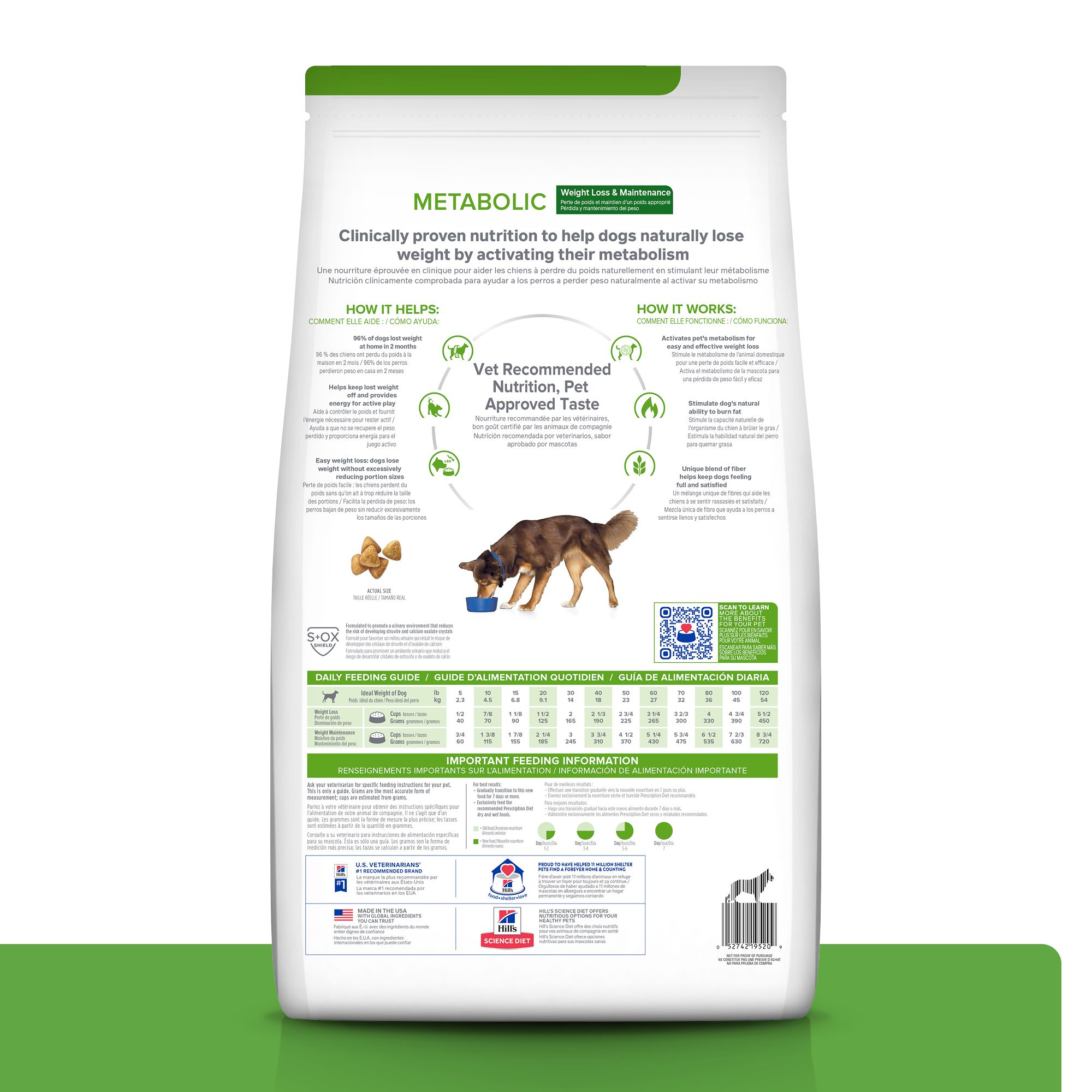Hill's Science Diet Canine Metabolic Weight Management Dog Food - High Protein, Low Calorie Dry Kibble for Overweight Dogs - Supports Healthy Weight Loss & Muscle Maintenance - Ideal for Indoor & Less Active Dogs