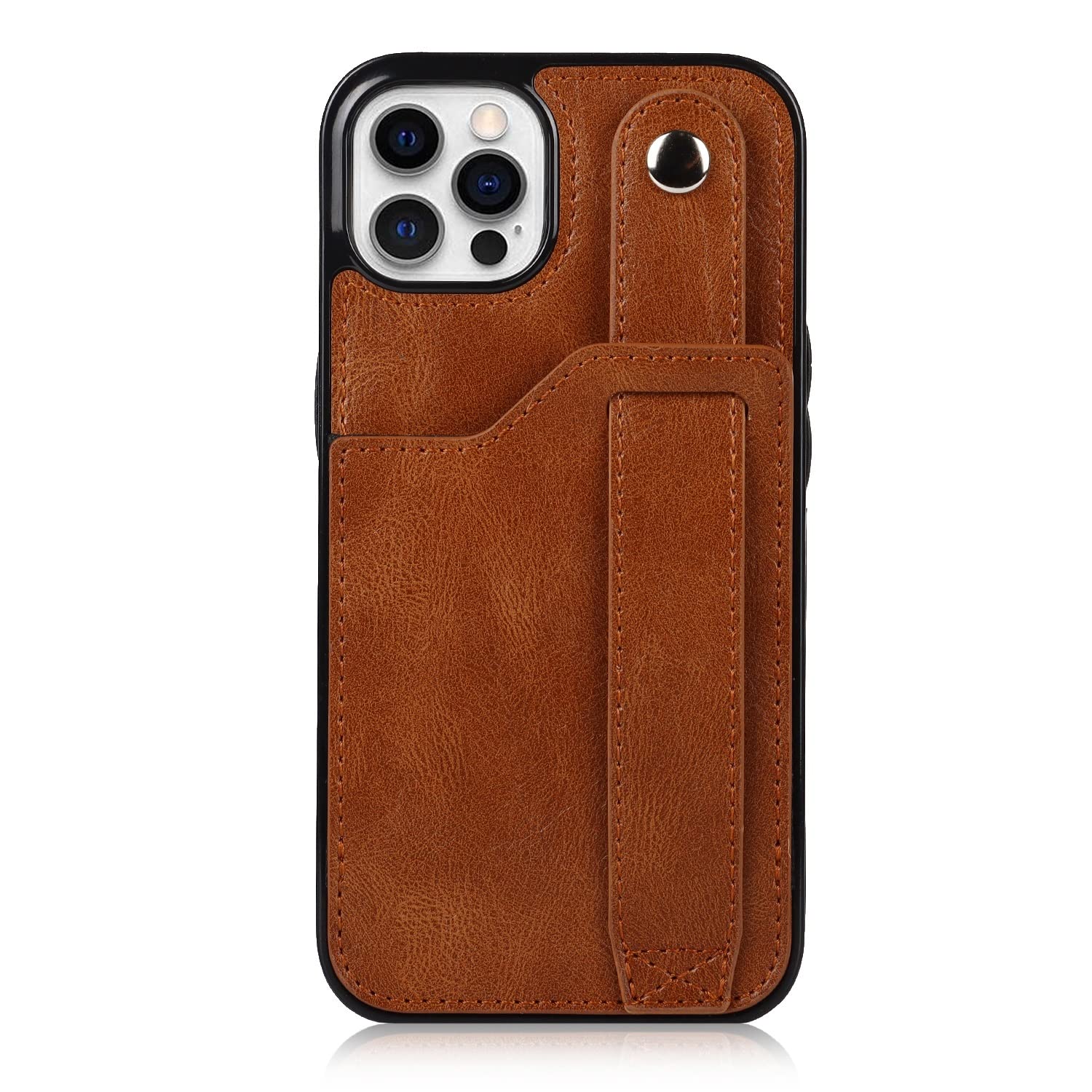 Premium Leather Wallet Phone Case with Stand & Adjustable Wrist Strap - Compatible with iPhone 12 Pro Max | Protective Cover for Everyday Use, Travel & Hands-Free Convenience