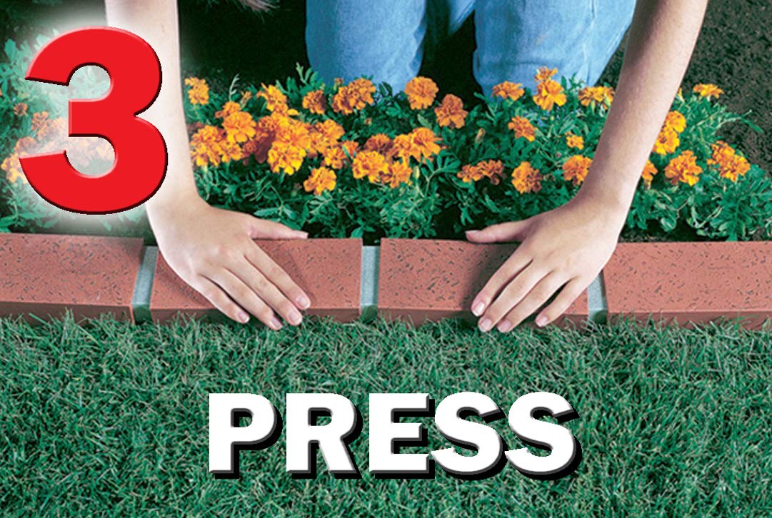 Decorative Plastic Brick Edging with 4 Built-In Solar Lights - 20-Foot Landscape Border Kit in Terra Cotta Orange (Argee RG820S) for Garden Pathways, Flower Beds & Yard Decor
