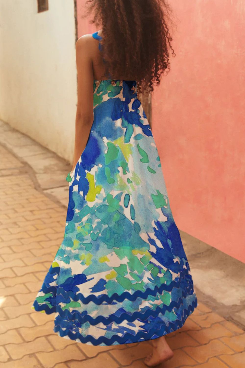 Stylish Tropical Print Square Neck Wide Strap Maxi Dress for Women | Beach Vacation, Summer Party & Casual Outfit