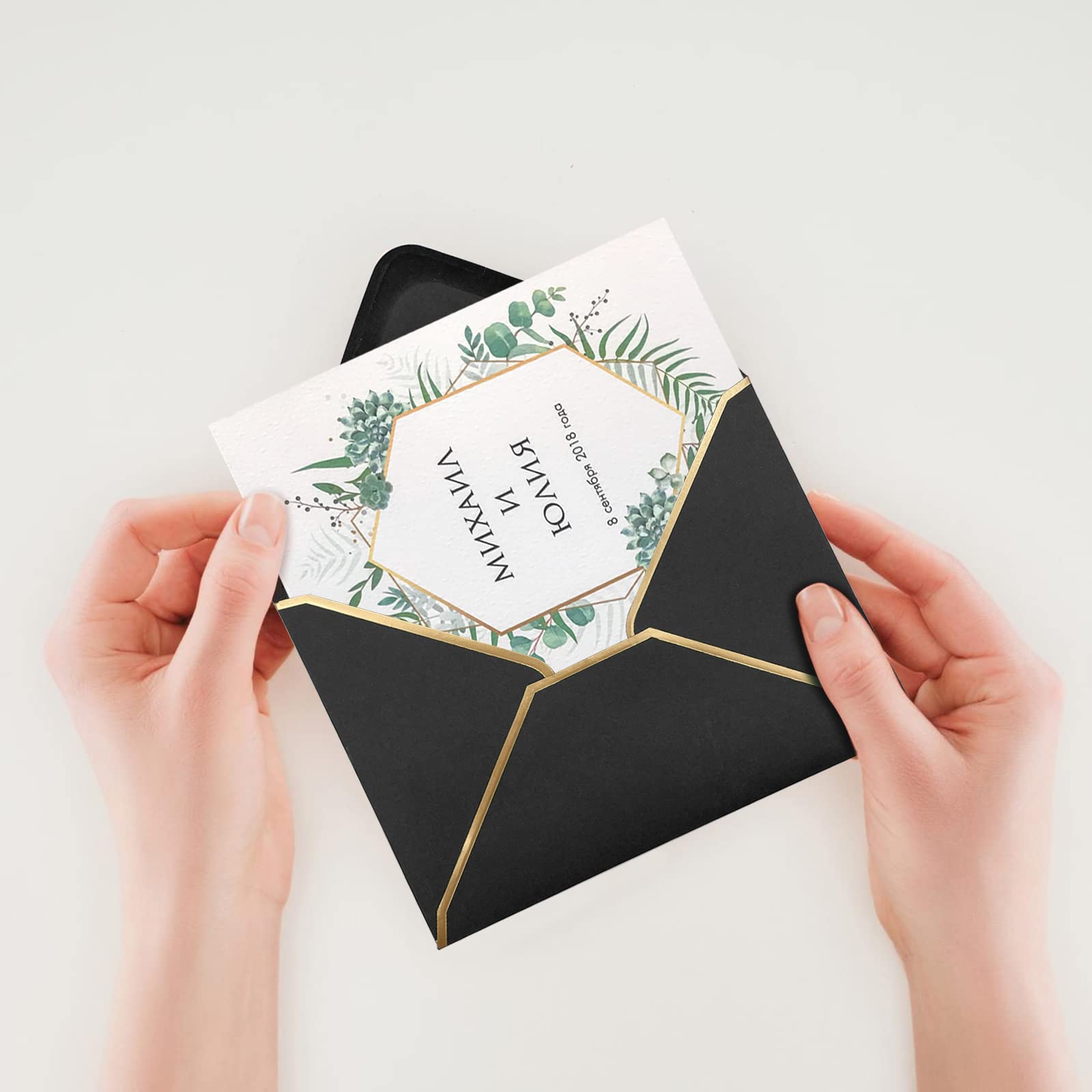 50 PCS A7 5x7 Invitation Envelopes - Premium Black Mailing Envelopes for Wedding, Graduation Cards | Perfect for Formal Events, Party Invitations & Special Occasions