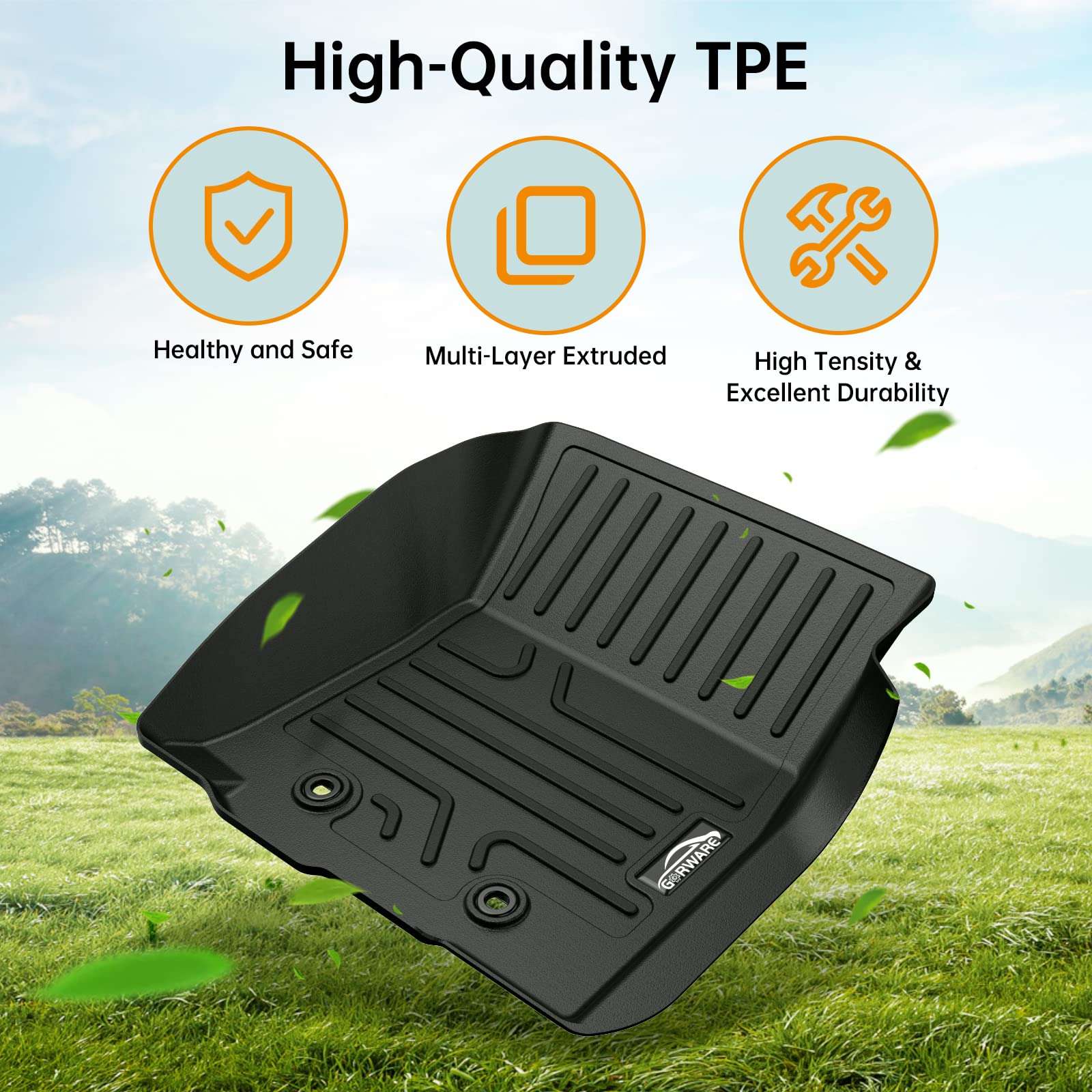 GORWARE 3D All-Weather Floor Mats for Toyota Tacoma 2018-2023 | Custom Fit TPE Floor Liners with High Side Protection | Front & Rear Row Car Mats | Perfect for Off-Road, Daily Commute & Family Road Trips