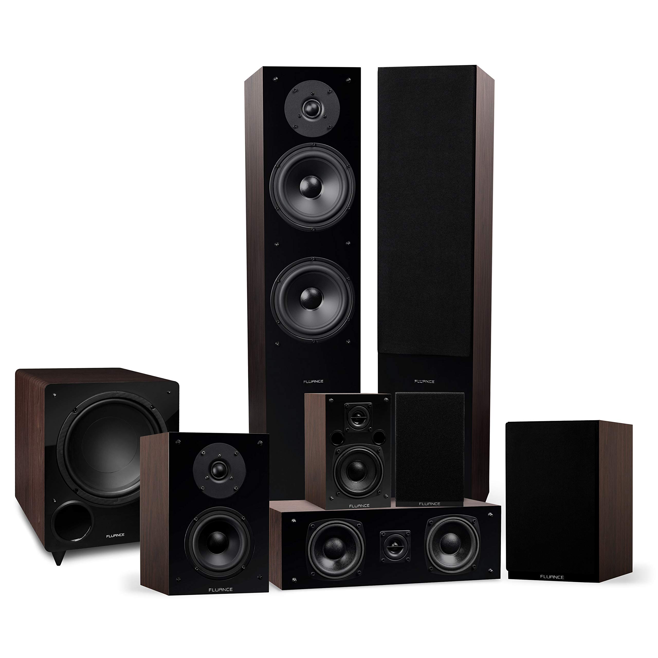 Fluance Elite 7.1 Surround Sound Home Theater System with Floorstanding Towers, Center Channel, Surround Speakers, Rear Surrounds, and DB10 Subwoofer in Walnut (SX71WR) - Perfect for Movie Nights and Gaming