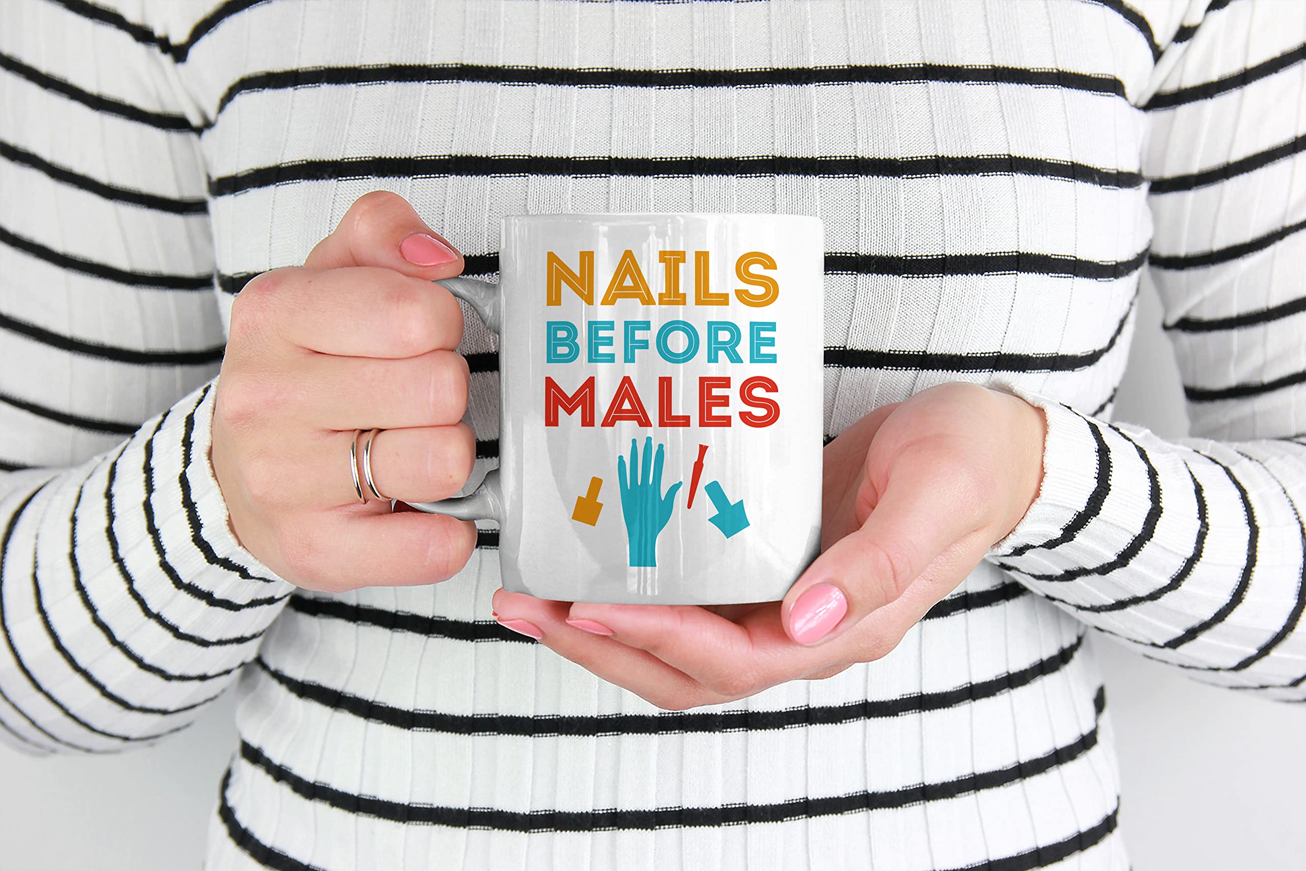11oz Nails Before Males Coffee Mug - Funny Gift for Nail Polish Lovers & Manicurists - Perfect for Salon, Spa, or Home Use