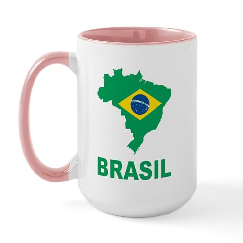 White/Pink Inside - Brazil Large Mug