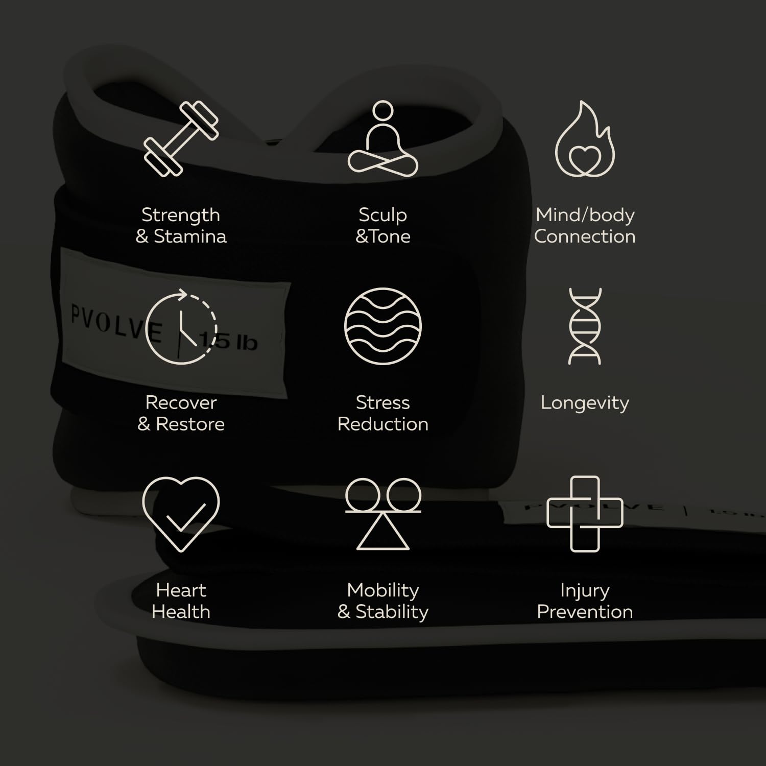 Pvolve Adjustable Ankle Weights for Men & Women - 1 Pair of Wrist/Ankle Weights for Toning Legs, Core & Full Body - Perfect for Home Workouts, Walking, Jogging, Dancing, Pilates & Fitness Training