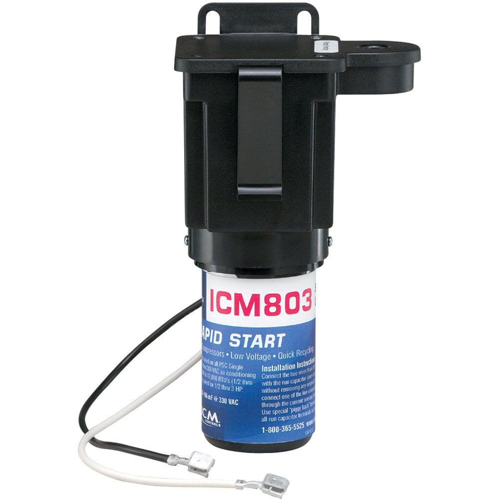 ICM Controls ICM803 Hard Start Kit for 1-3 HP Motors | Current Sensing Relay | Improves AC Compressor & HVAC Performance | Ideal for Home & Commercial Cooling Systems
