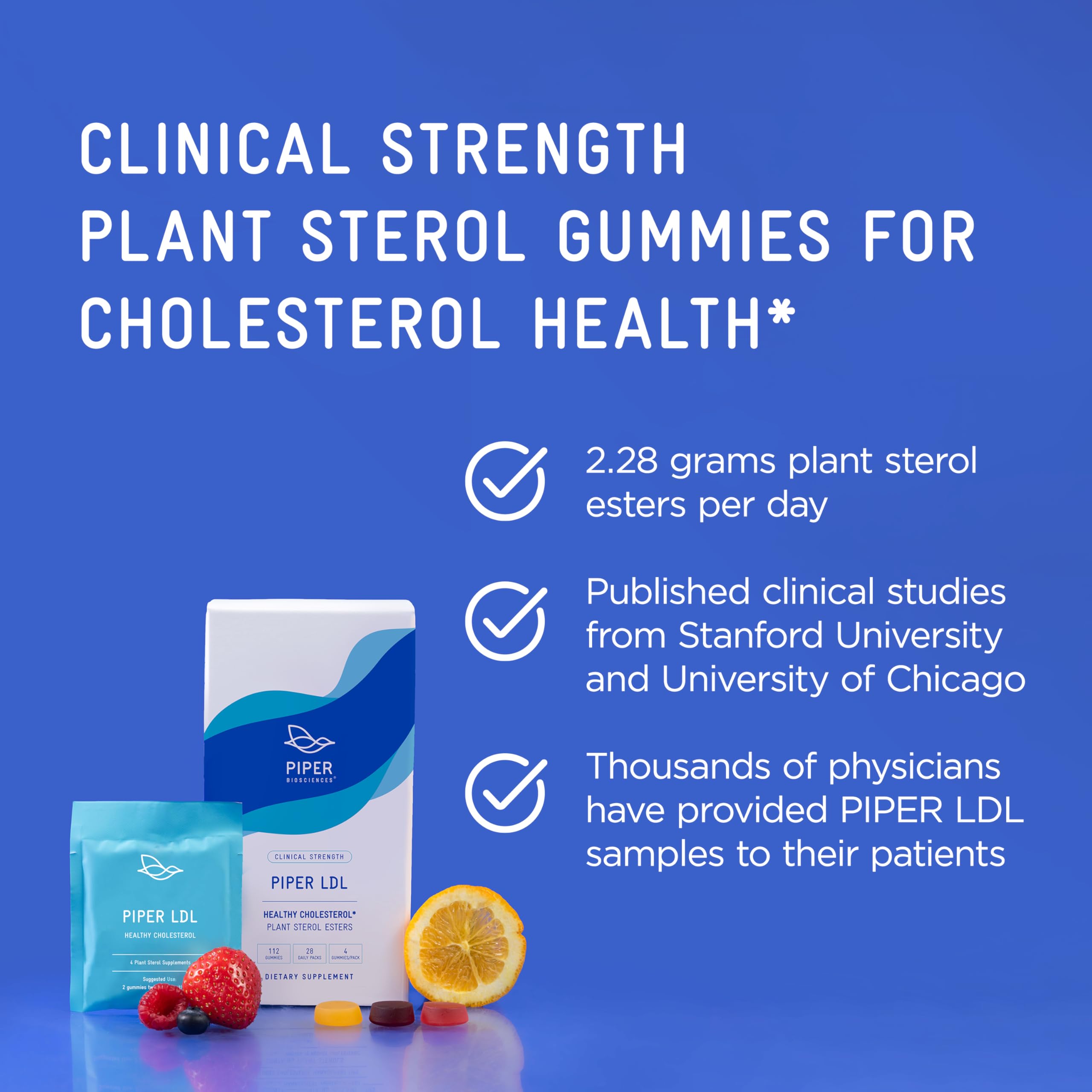 Piper Biosciences Plant Sterol Gummies for Cholesterol Support - 224 Gummies (2 Boxes) | Natural Cholesterol Supplement with Plant Sterols | Perfect for Heart Health & Daily Wellness Routine