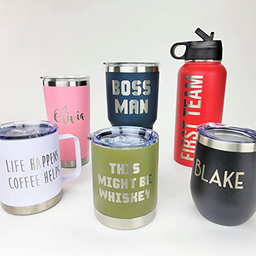 Personalized Custom Engraved Stainless Steel Tumbler - 30oz Insulated Travel Mug with Lid - White - Perfect for Coffee, Tea & Cold Drinks at Work, Gym or Outdoor Adventures