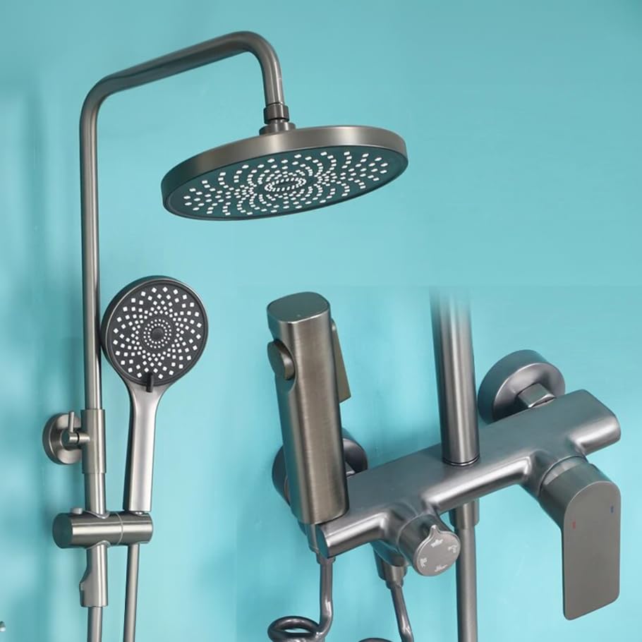 Luxury InArt 3-in-1 Shower Panel System with Single Lever Mixer, Hand Shower & Spout - Gun Grey Bathroom Wall Mounted Shower Set for Modern Home Spa Experience