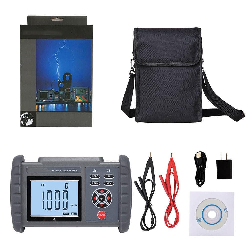 Digital DC Low Resistance Tester 0.001mΩ-300.0KΩ Micro Ohm Meter with USB Data Transfer, Overload Protection & 4-Wire Testing - Perfect for Electrical Maintenance, Circuit Testing and Industrial Equipment Diagnostics