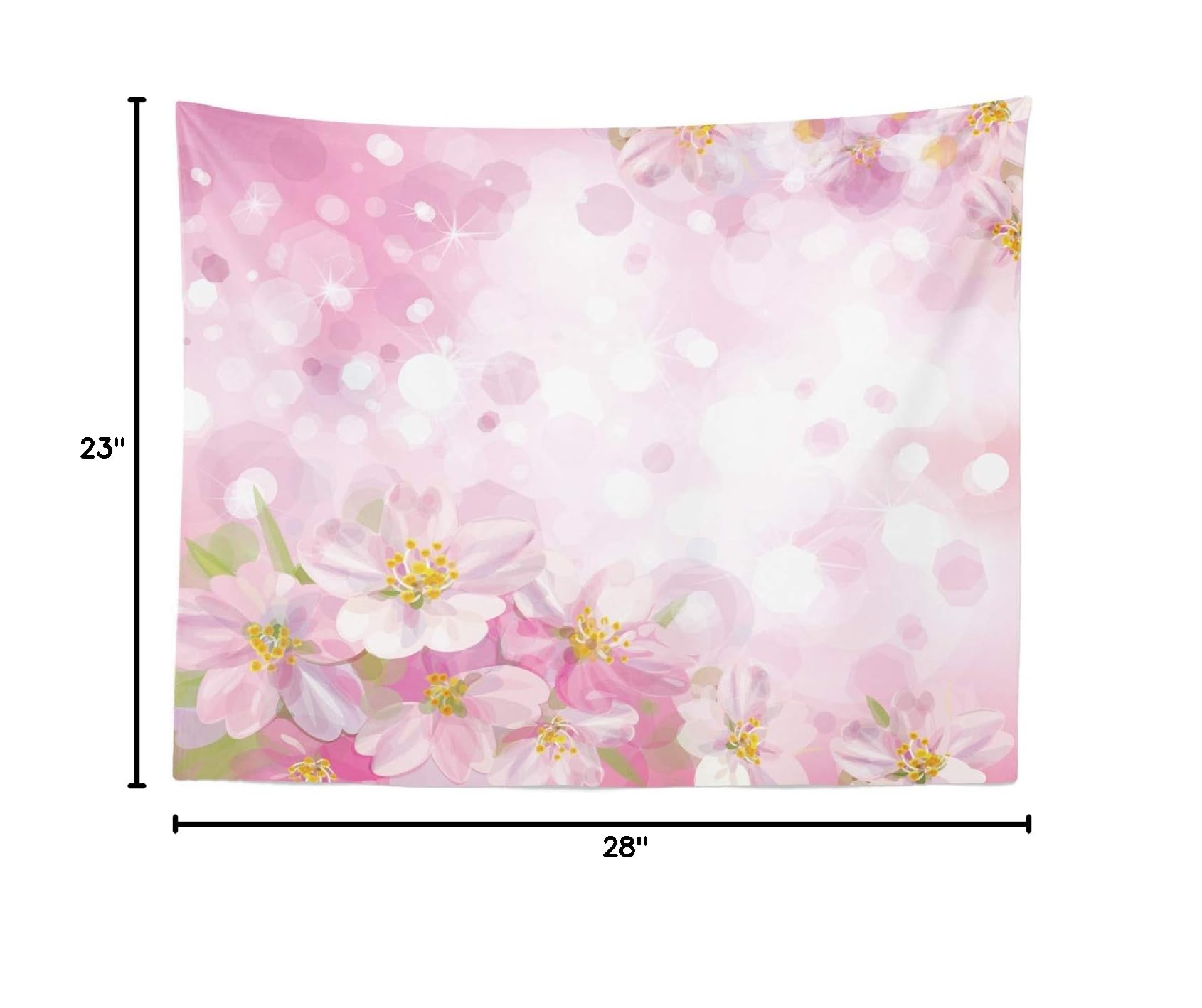 Ambesonne Rose Tapestry Wall Art - Blossoming Cherry Sakura Spring Floral Design in Yellow & Green | 28x23 Inch Fabric Wall Hanging for Bedroom, Living Room, Dorm Decor | Perfect for Boho, Aesthetic Room Makeover & Spring Home Refresh
