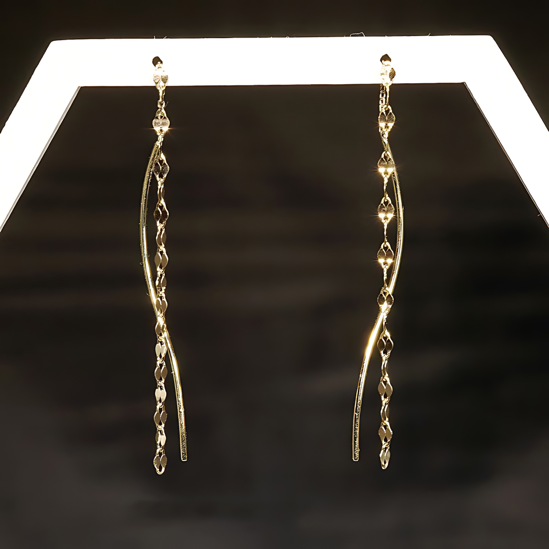Minimalist Lip Chain Tassel Spiral Earrings for Women - Trendy Boho Chic Dangle Ear Jewelry | Perfect for Parties, Weddings & Everyday Wear | R0624