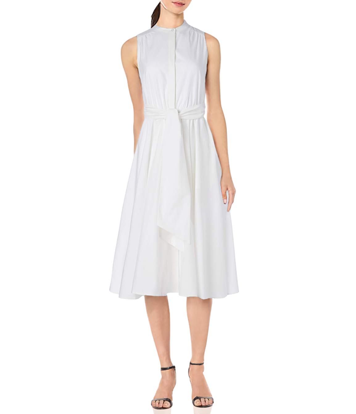 Calvin Klein Women's Sleeveless Midi Shirt Dress with Full Pleated Skirt - Casual Summer Office Wear & Elegant Evening Outfit