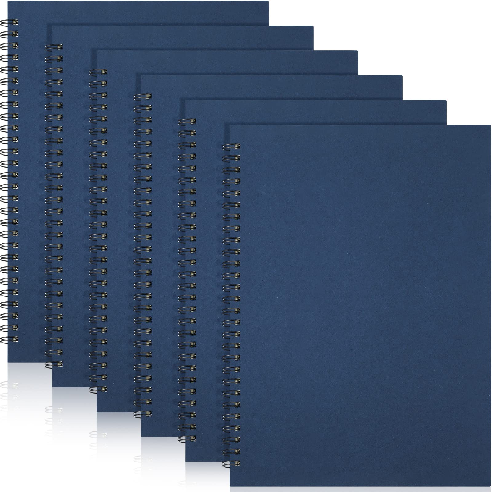 Epakh 6-Pack B5 Spiral Notebooks - 10.5 x 7.3 Inch Wire Bound Journals with Hard Cover, 70 Sheets/140 Pages Ruled Lined Paper - Perfect for Office, School, Travel & Sketching (Blue)