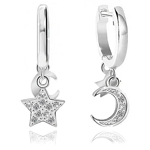 Silver Moon Star Earrings-2