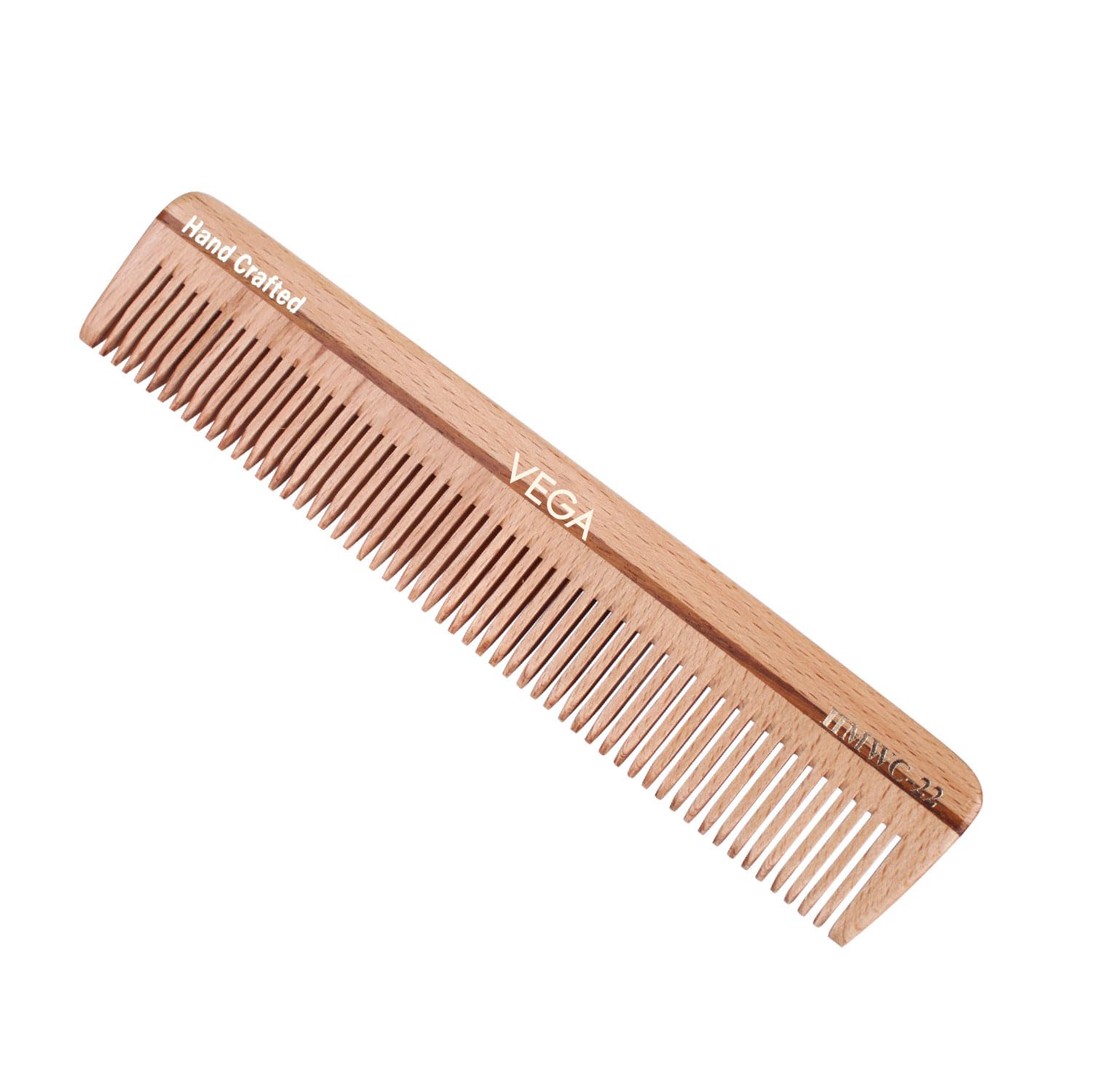 Vega Wooden Hair Comb for Men & Women - Handmade Natural Wood Comb by India's No.1 Brand (HMWC-22) - Perfect for Daily Hair Care, Styling & Scalp Massage