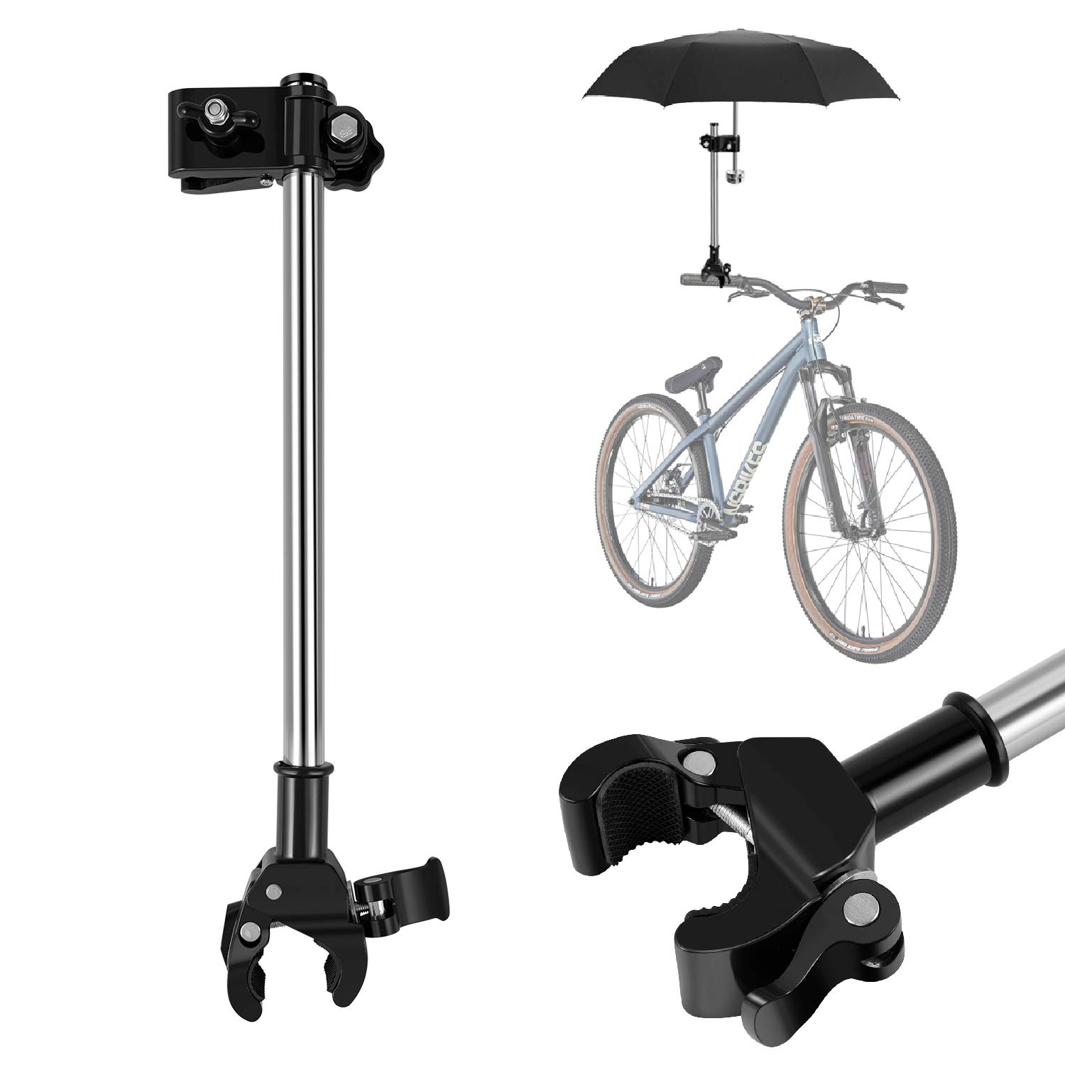 Universal Bike Umbrella Holder - Adjustable & Durable for Bicycle, Wheelchair & Stroller - Outdoor Use