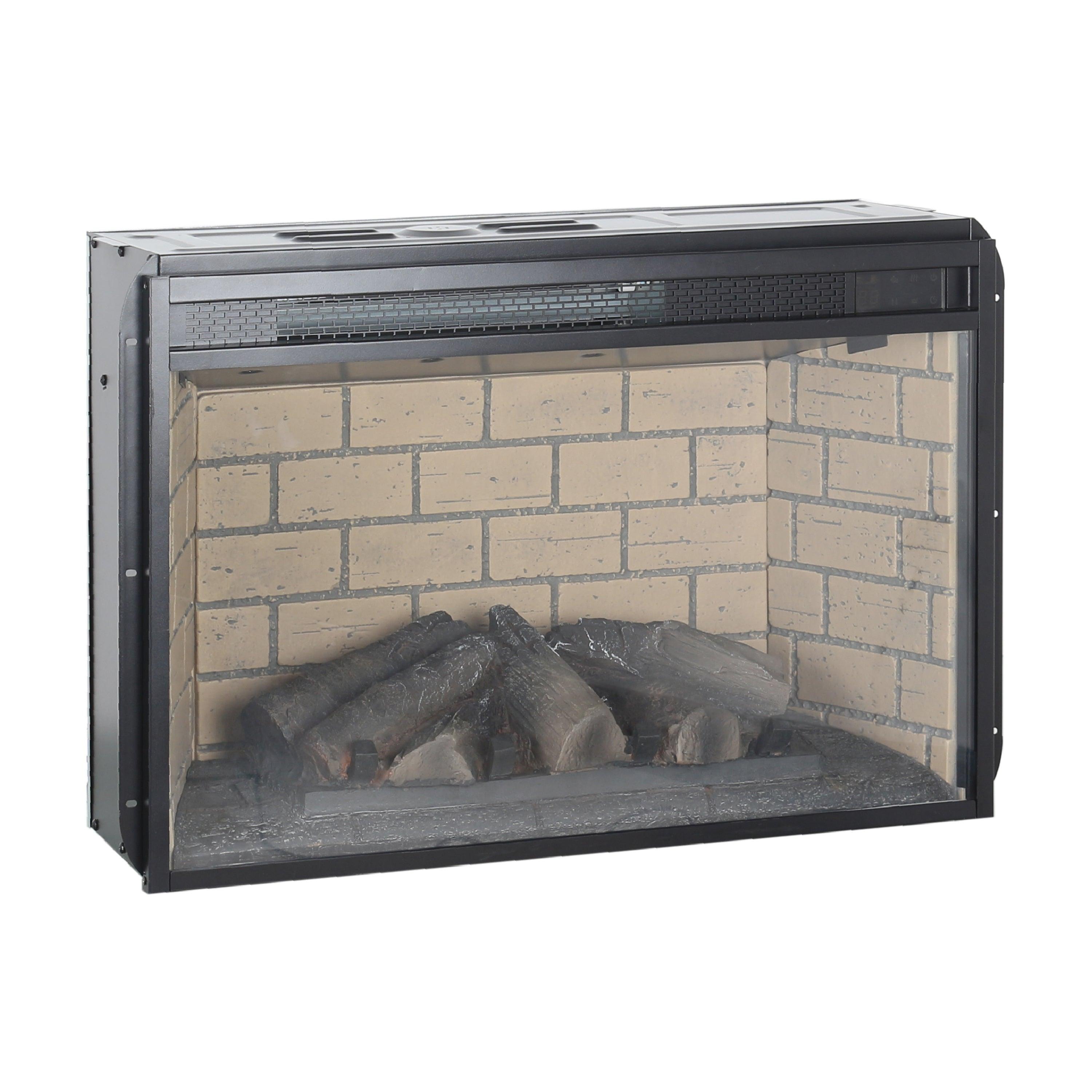 26 Inch Infrared Quartz Heater Fireplace Insert - Wood Log & Brick Design for Home Heating | Energy Efficient Indoor Electric Fireplace for Living Room, Bedroom & Office