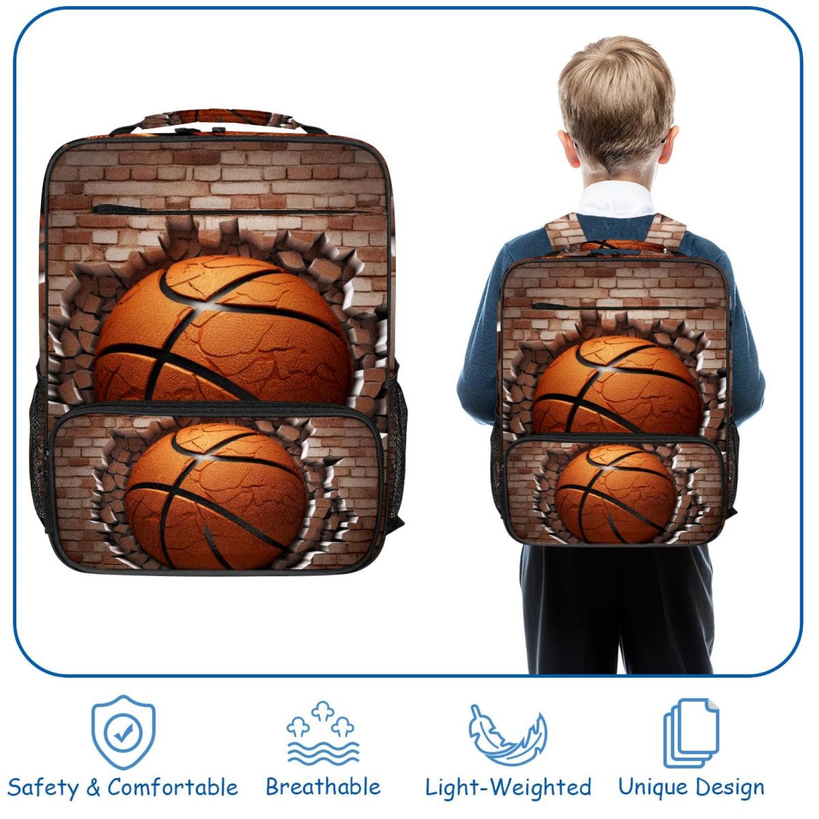 Premium Travel & Work Backpack - Durable Ball Basketball Wall Texture Design - Perfect for Business Trips, Gym, School & Outdoor Adventures