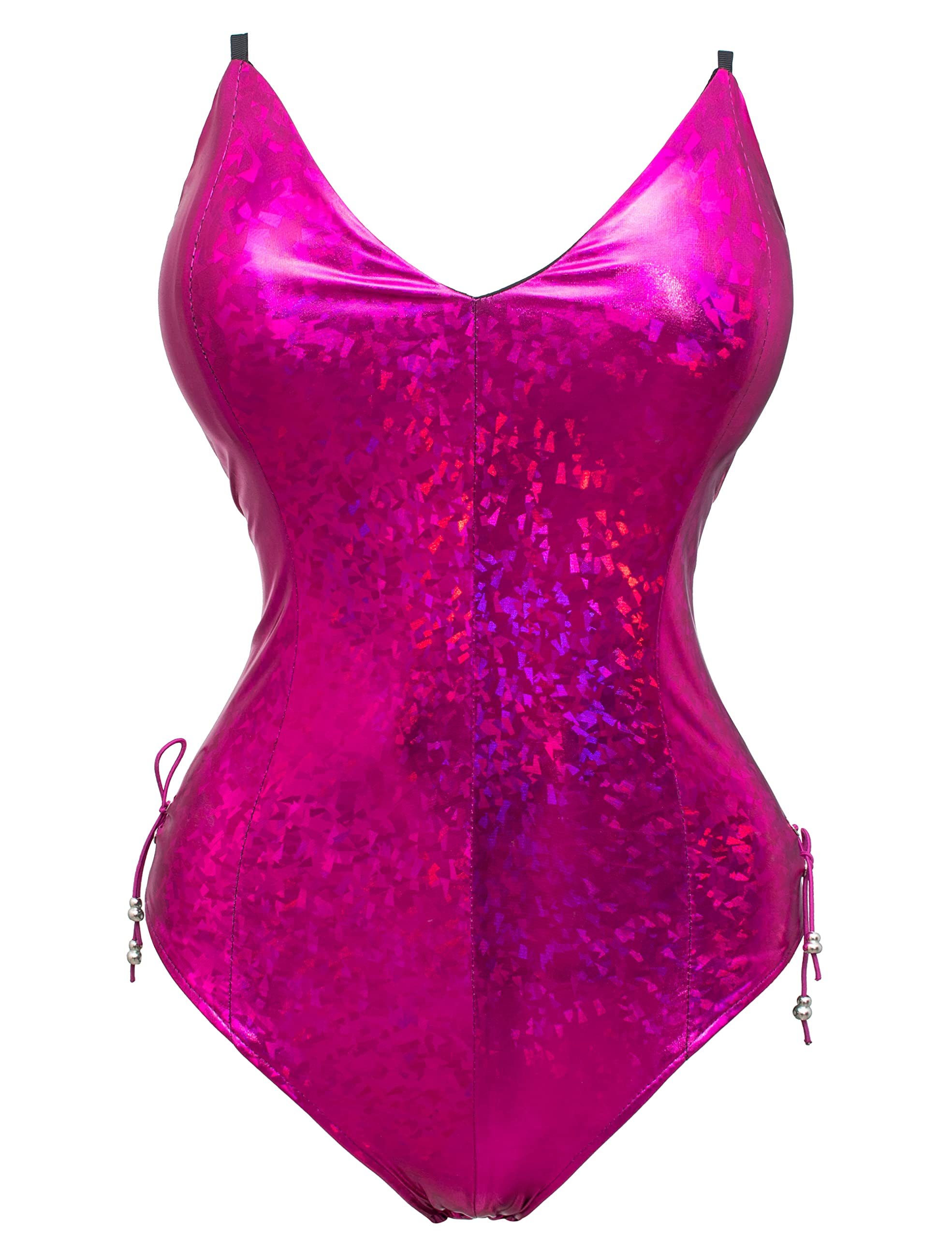 Women's Bunny Costume - Holographic Shining Sparkle Bodysuit with Stockings | Anime Cosplay, Senpai Outfit, Party Dress for Halloween, Rave & Costume Events